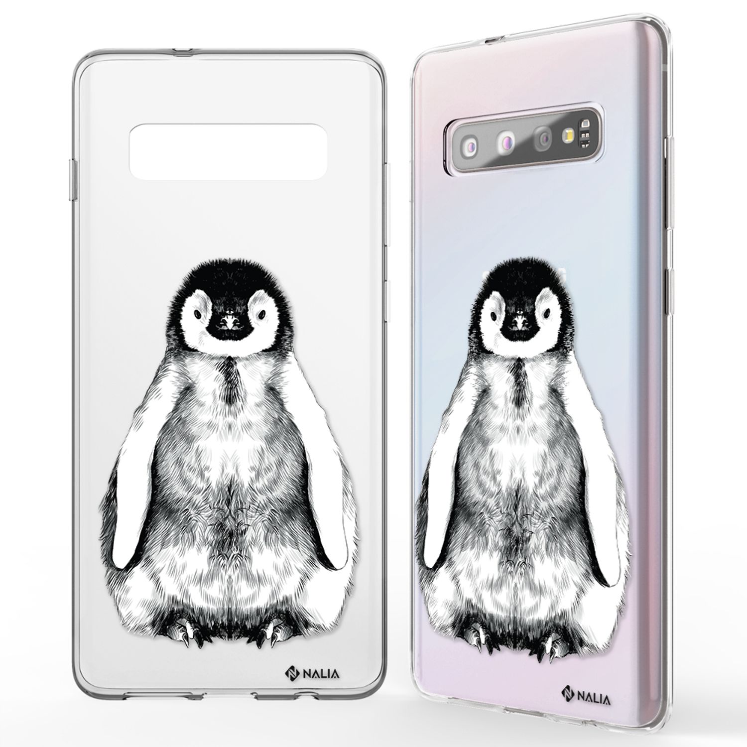 NALIA Handy Hülle für Samsung Galaxy S10, Slim Silikon Hülle Motiv Case Cover Be Cool Pinguin NALIA