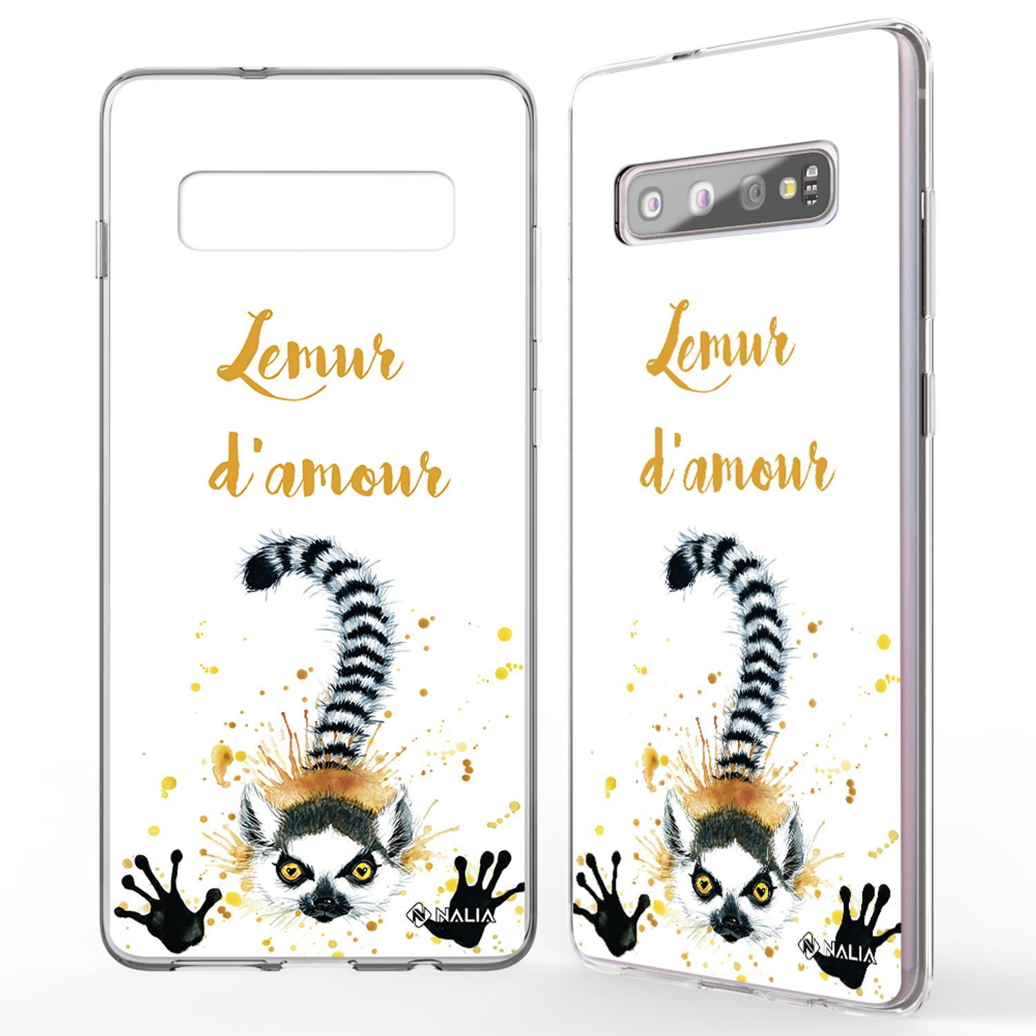NALIA Handy Hülle für Samsung Galaxy S10, Slim Silikon Hülle Motiv Case Cover Lemur NALIA