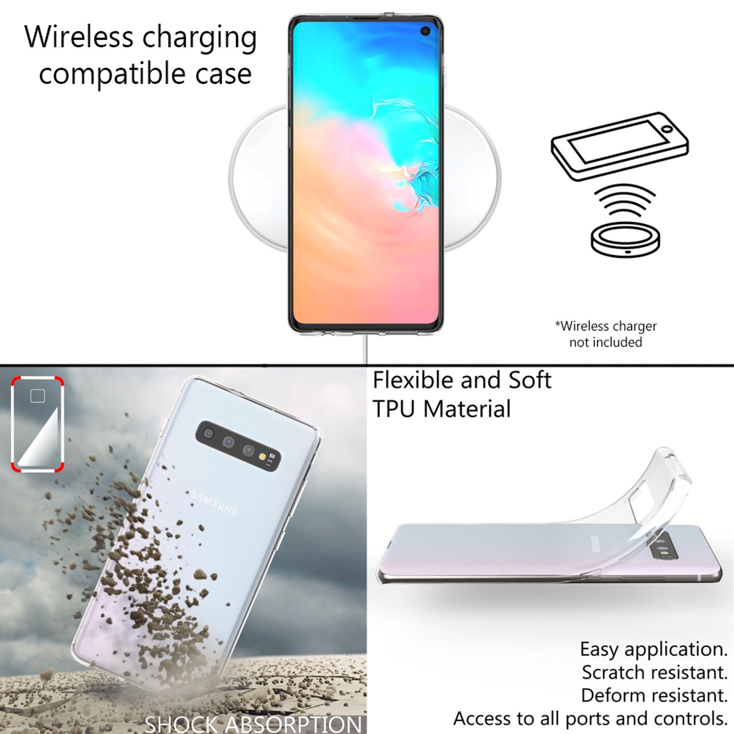 NALIA Handy Hülle für Samsung Galaxy S10, Slim Silikon Hülle Motiv Case Cover Ananas Dreieck NALIA