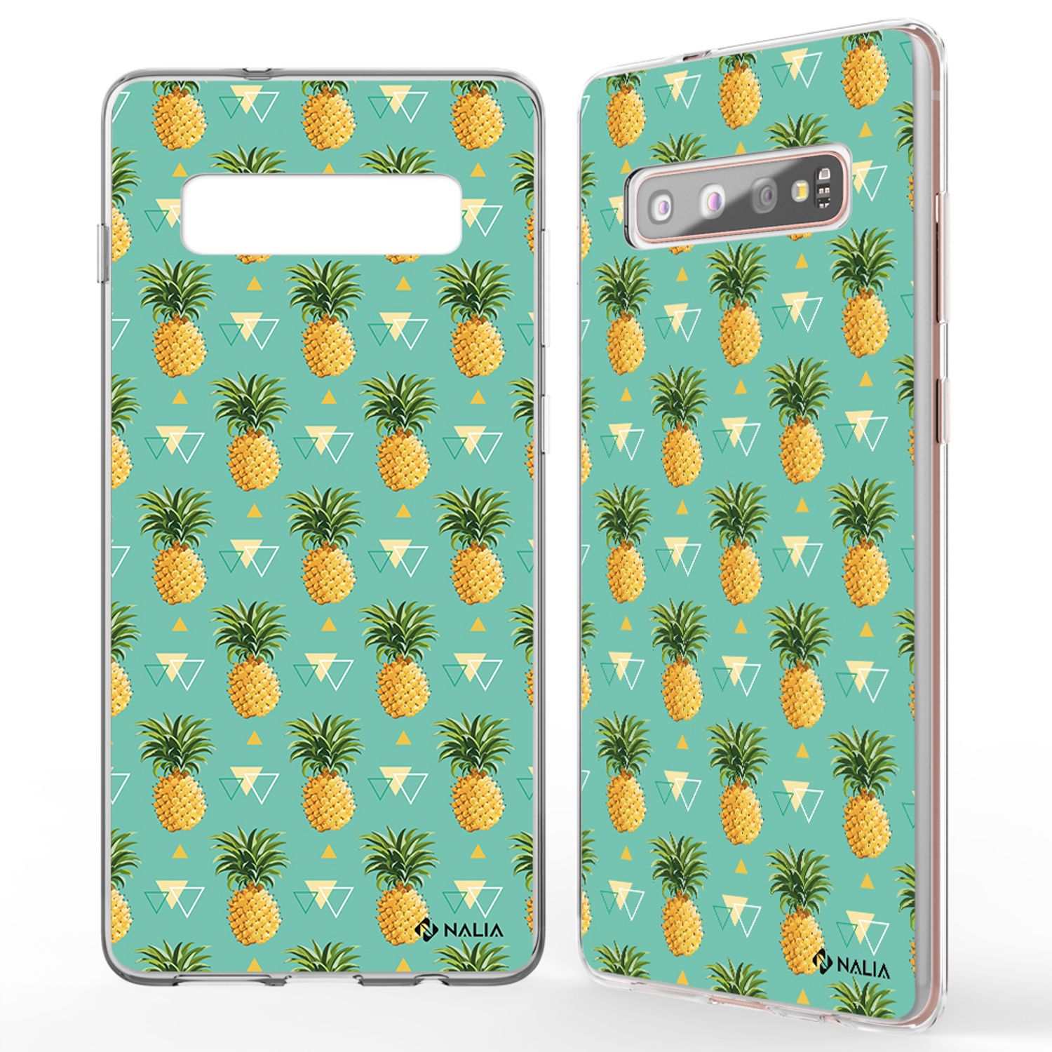 NALIA Handy Hülle für Samsung Galaxy S10 Plus, Silikon Hülle Motiv Case Cover Ananas Dreieck NALIA