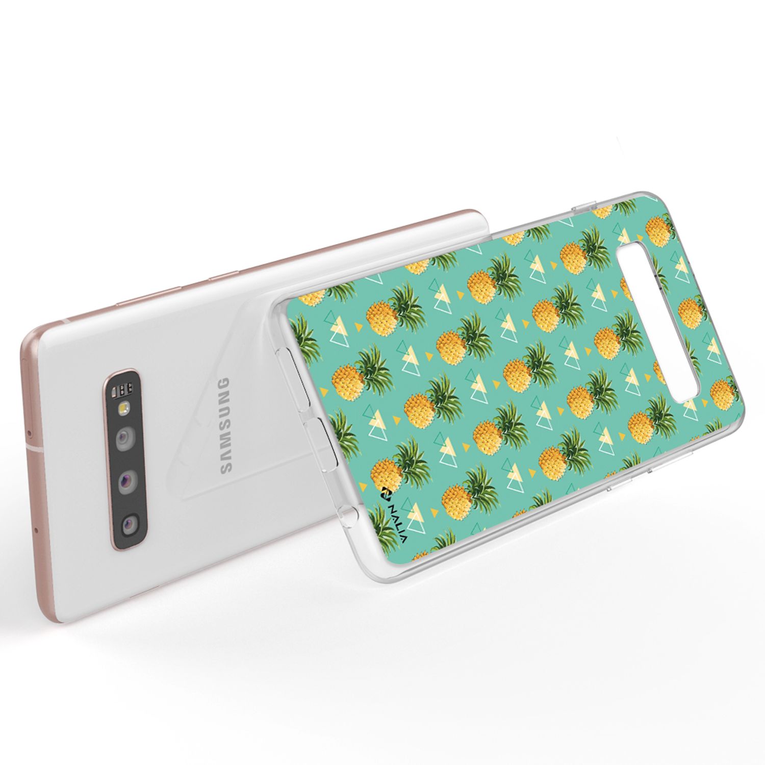 NALIA Handy Hülle für Samsung Galaxy S10 Plus, Silikon Hülle Motiv Case Cover Ananas Dreieck NALIA