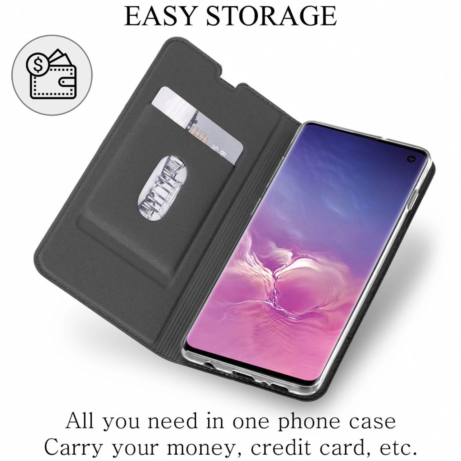 NALIA Lederhülle Samsung Galaxy S10 Klapphülle PU-Leder Bookcase NALIA Protective Hülle