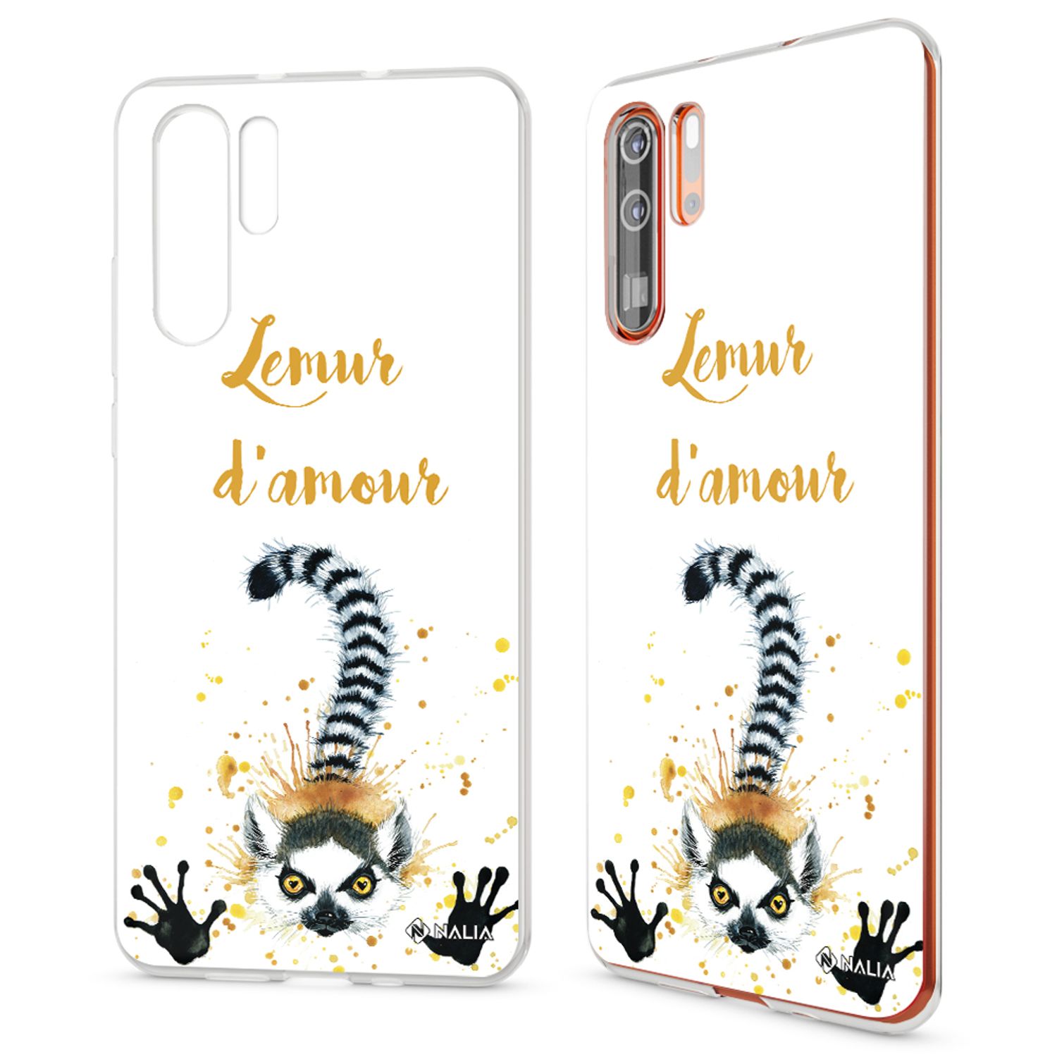 NALIA Hülle für Huawei P30 Pro, Motiv Handyhülle Slim Silikon Case Crystal Cover Lemur NALIA