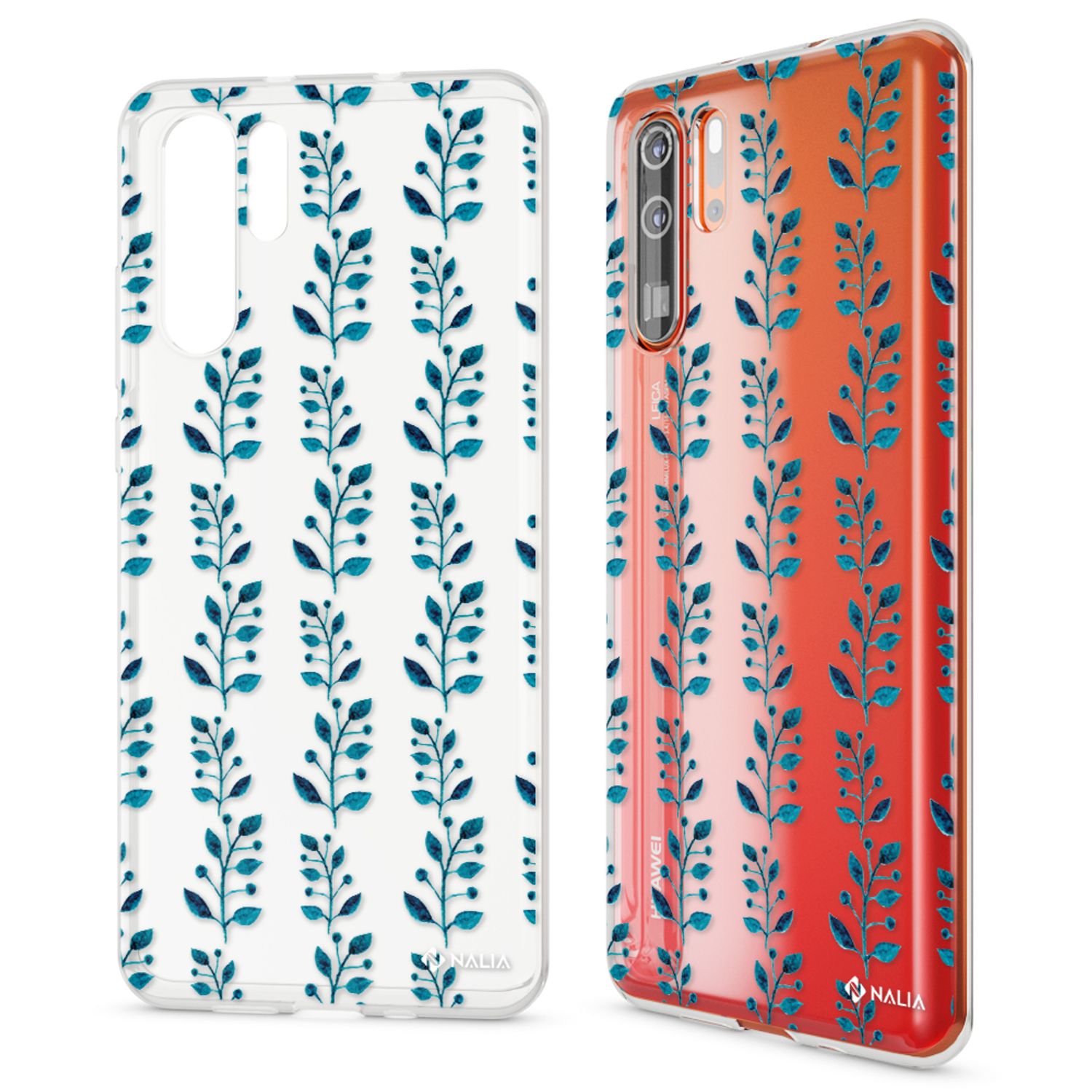 NALIA Hülle für Huawei P30 Pro, Motiv Handyhülle Slim Silikon Case Crystal Cover Aquarell Federn NALIA