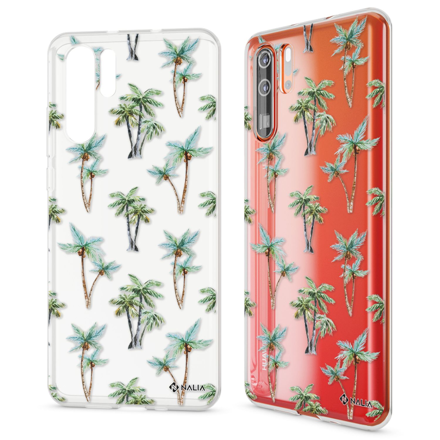 NALIA Hülle für Huawei P30 Pro, Motiv Handyhülle Slim Silikon Case Crystal Cover Aquarell Federn NALIA