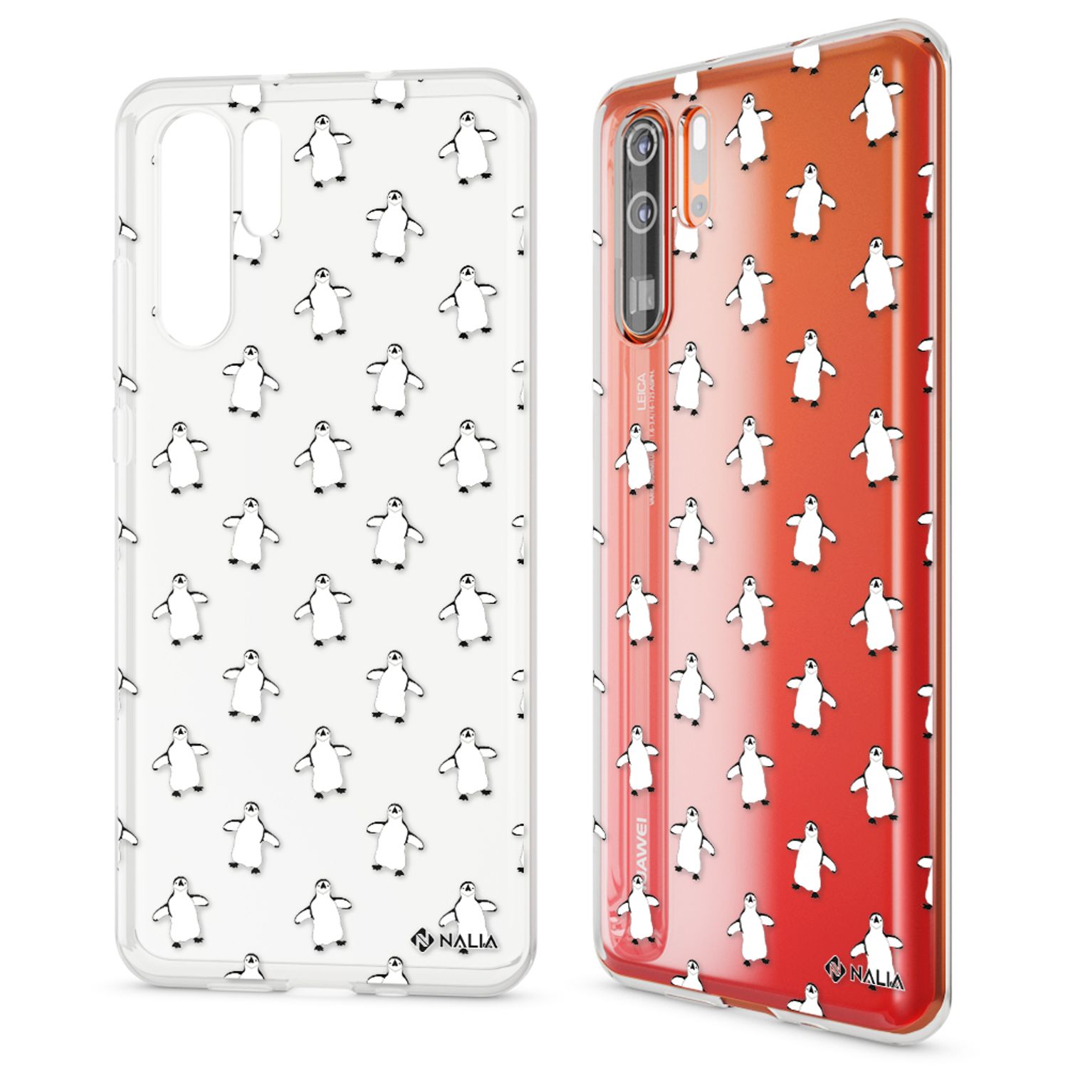 NALIA Hülle für Huawei P30 Pro, Motiv Handyhülle Slim Silikon Case Crystal Cover Pinguine NALIA