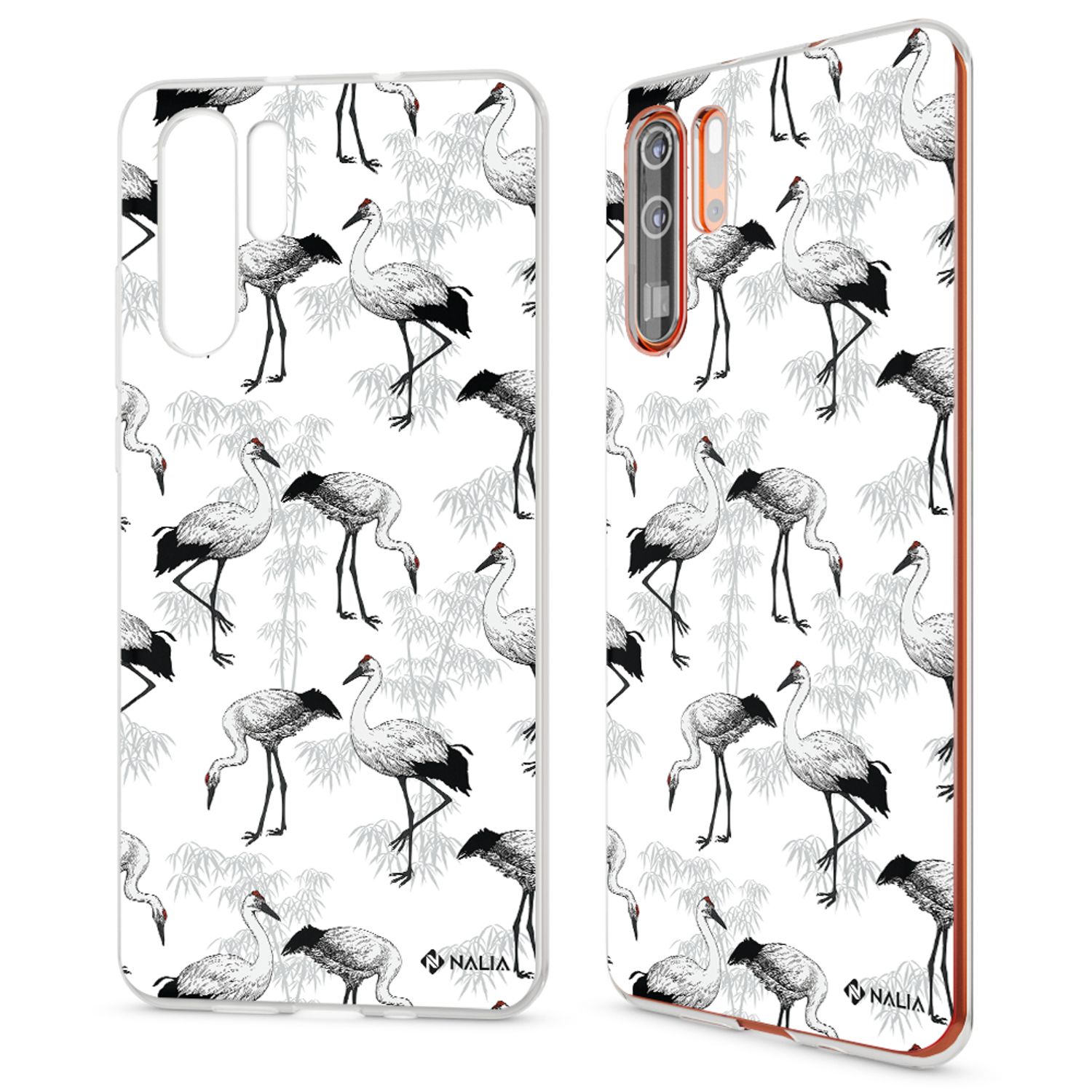 NALIA Hülle für Huawei P30 Pro, Motiv Handyhülle Slim Silikon Case Crystal Cover Storch NALIA