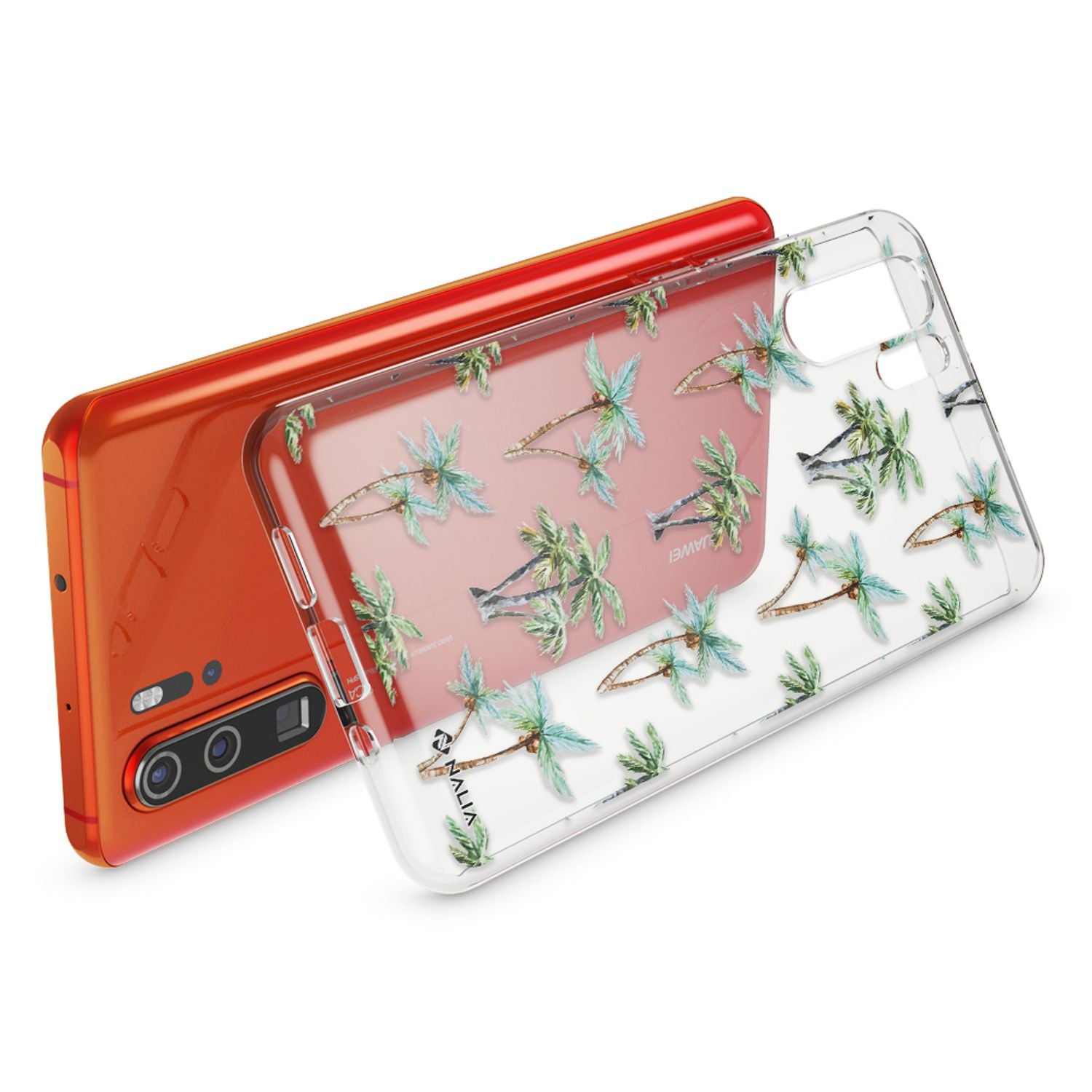 NALIA Hülle für Huawei P30 Pro, Motiv Handyhülle Slim Silikon Case Crystal Cover Aquarell Federn NALIA