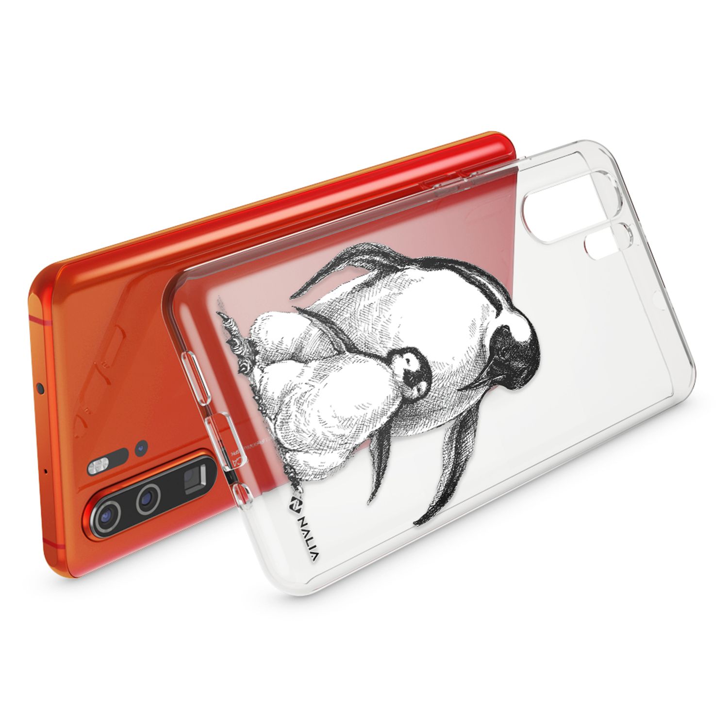 NALIA Hülle für Huawei P30 Pro, Motiv Handyhülle Slim Silikon Case Crystal Cover Pinguine NALIA