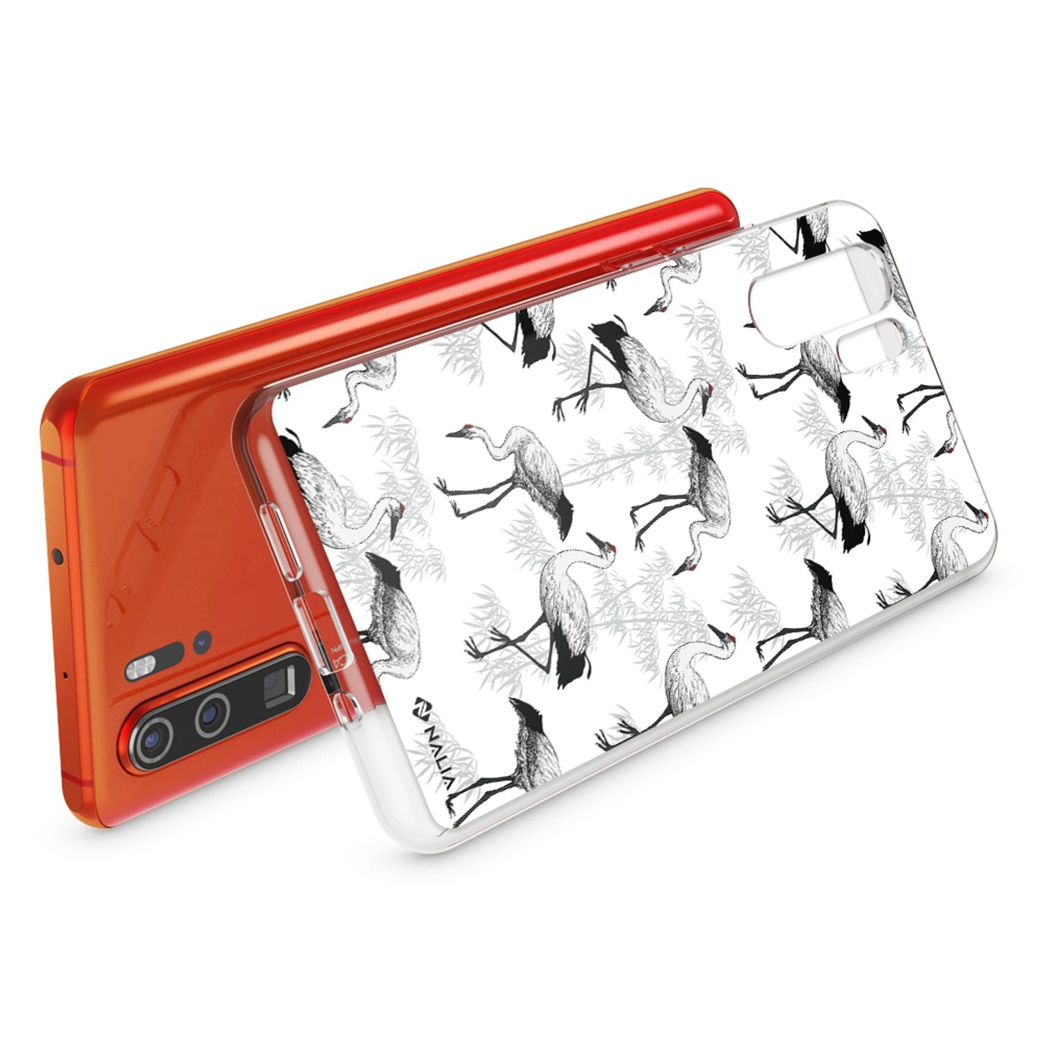 NALIA Hülle für Huawei P30 Pro, Motiv Handyhülle Slim Silikon Case Crystal Cover Storch NALIA