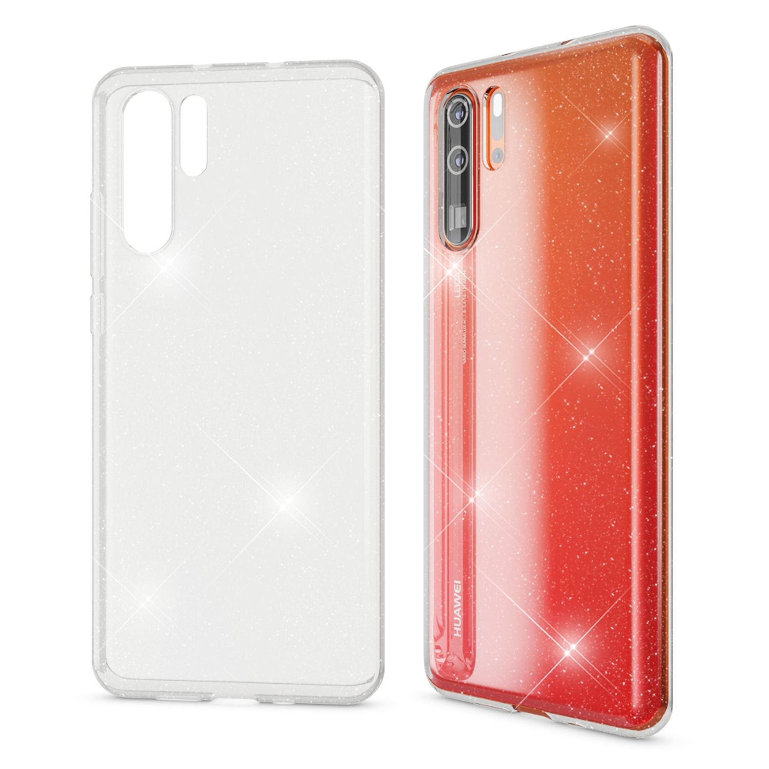 NALIA Glitter Hülle kompatibel mit Huawei P30 Pro, Glitzer Silikon Case Cover Default Title NALIA Transparente Hülle