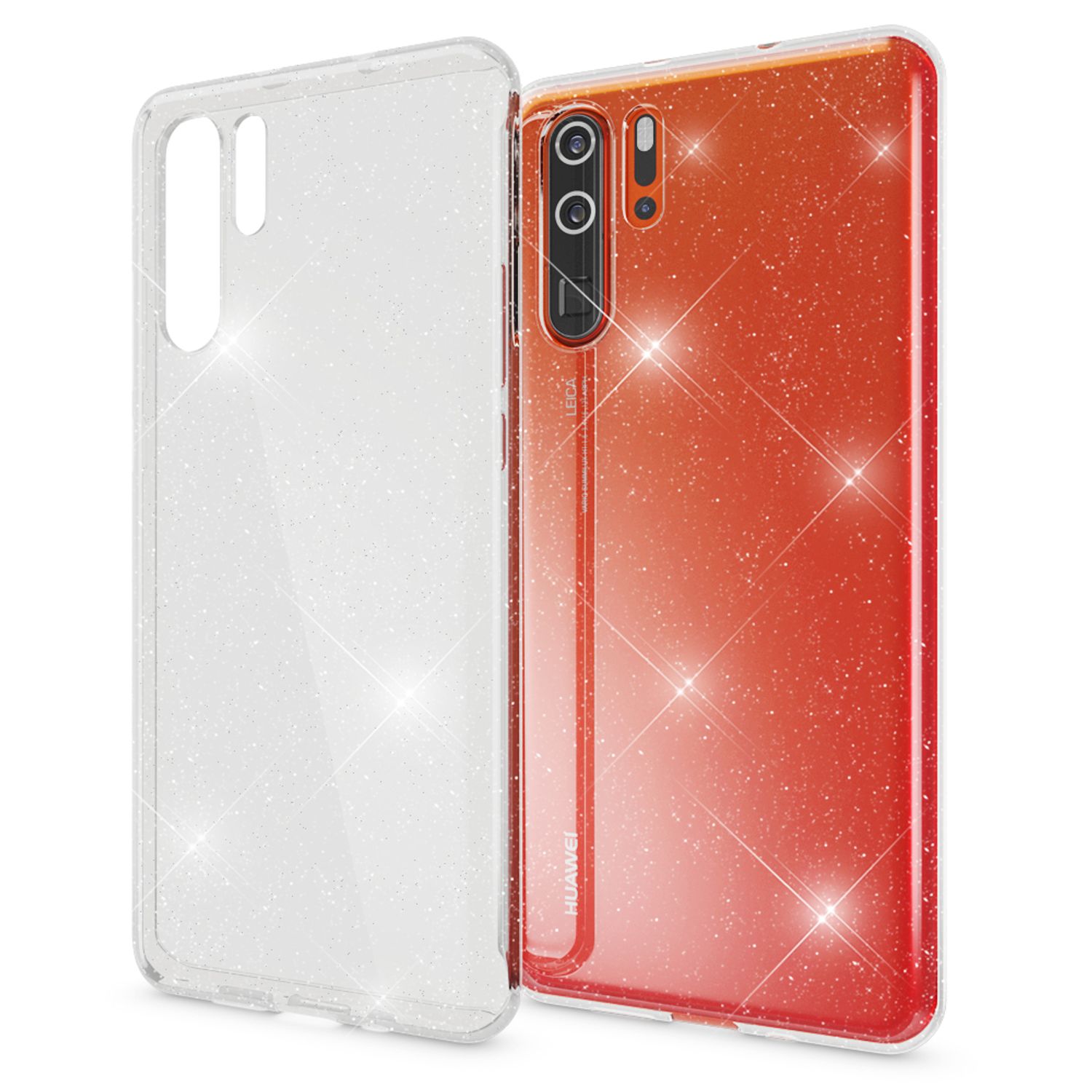 NALIA Glitter Hülle kompatibel mit Huawei P30 Pro, Glitzer Silikon Case Cover Default Title NALIA Transparente Hülle