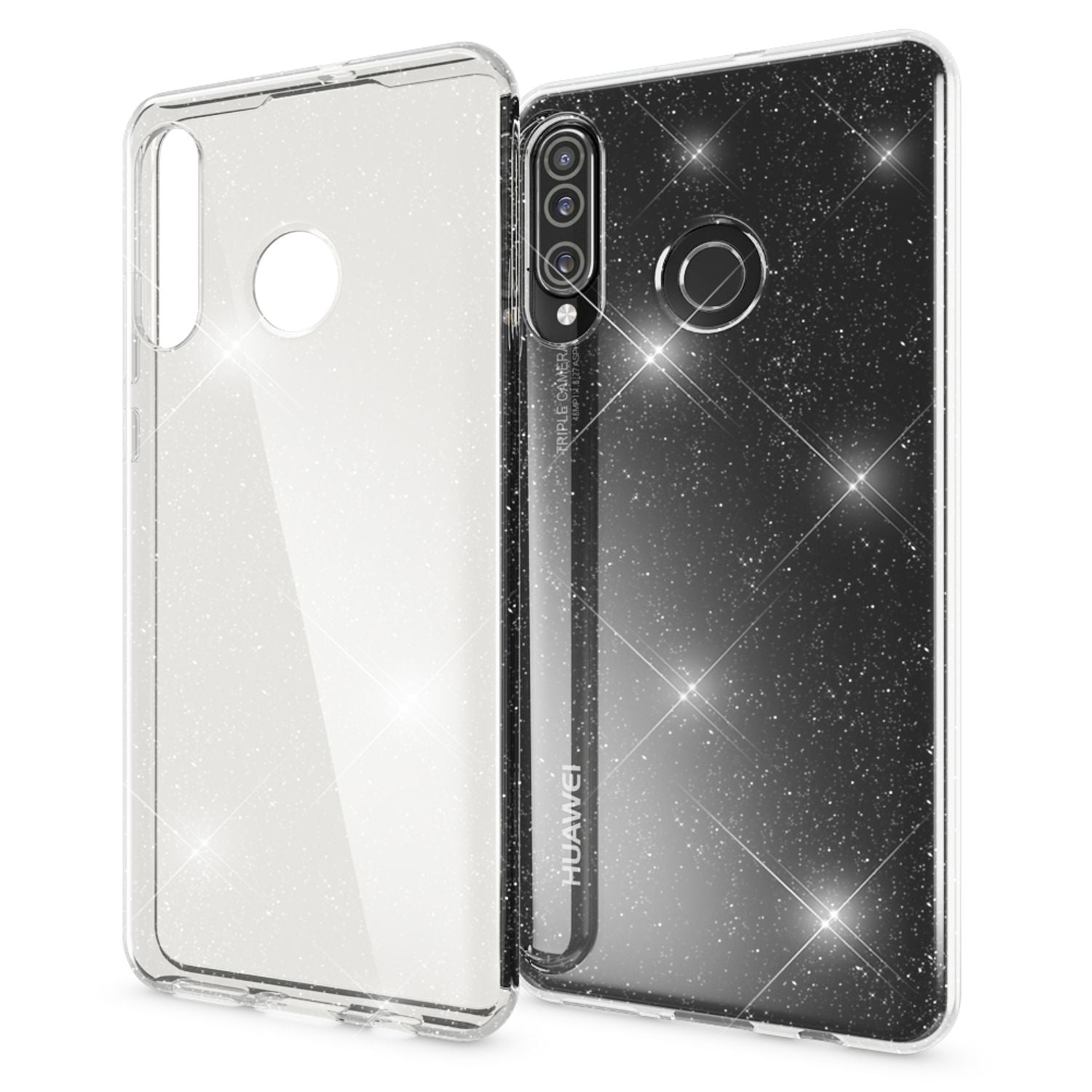NALIA Glitter Hülle kompatibel mit Huawei P30 Lite, Glitzer Silikon Case Cover Default Title NALIA Transparente Hülle