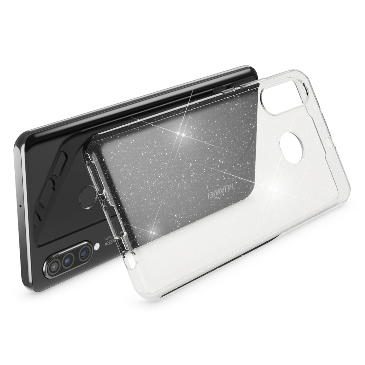 NALIA Glitter Hülle kompatibel mit Huawei P30 Lite, Glitzer Silikon Case Cover Default Title NALIA Transparente Hülle