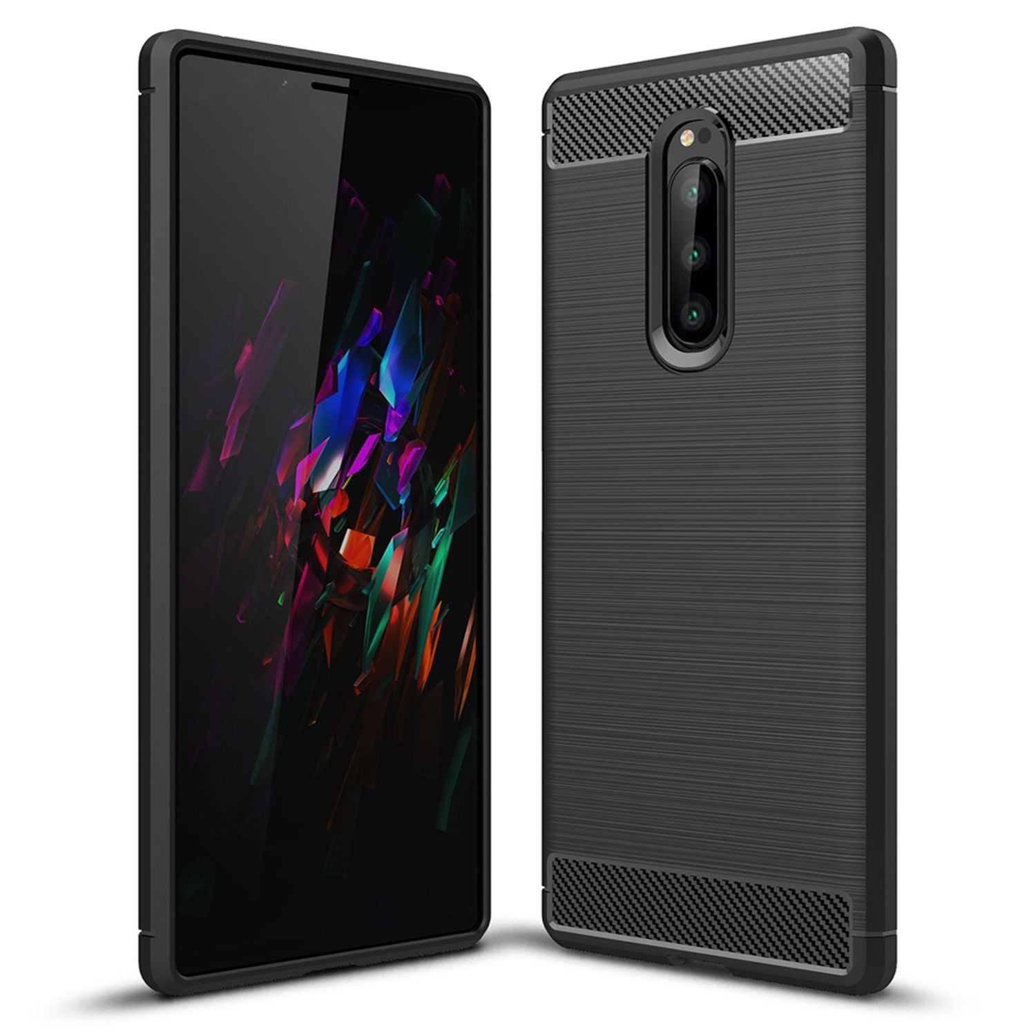 NALIA Handy Hülle für Sony Xperia 1, Carbon Cover Silikon Case Slim Bumper Etui Default Title NALIA Protective Hülle