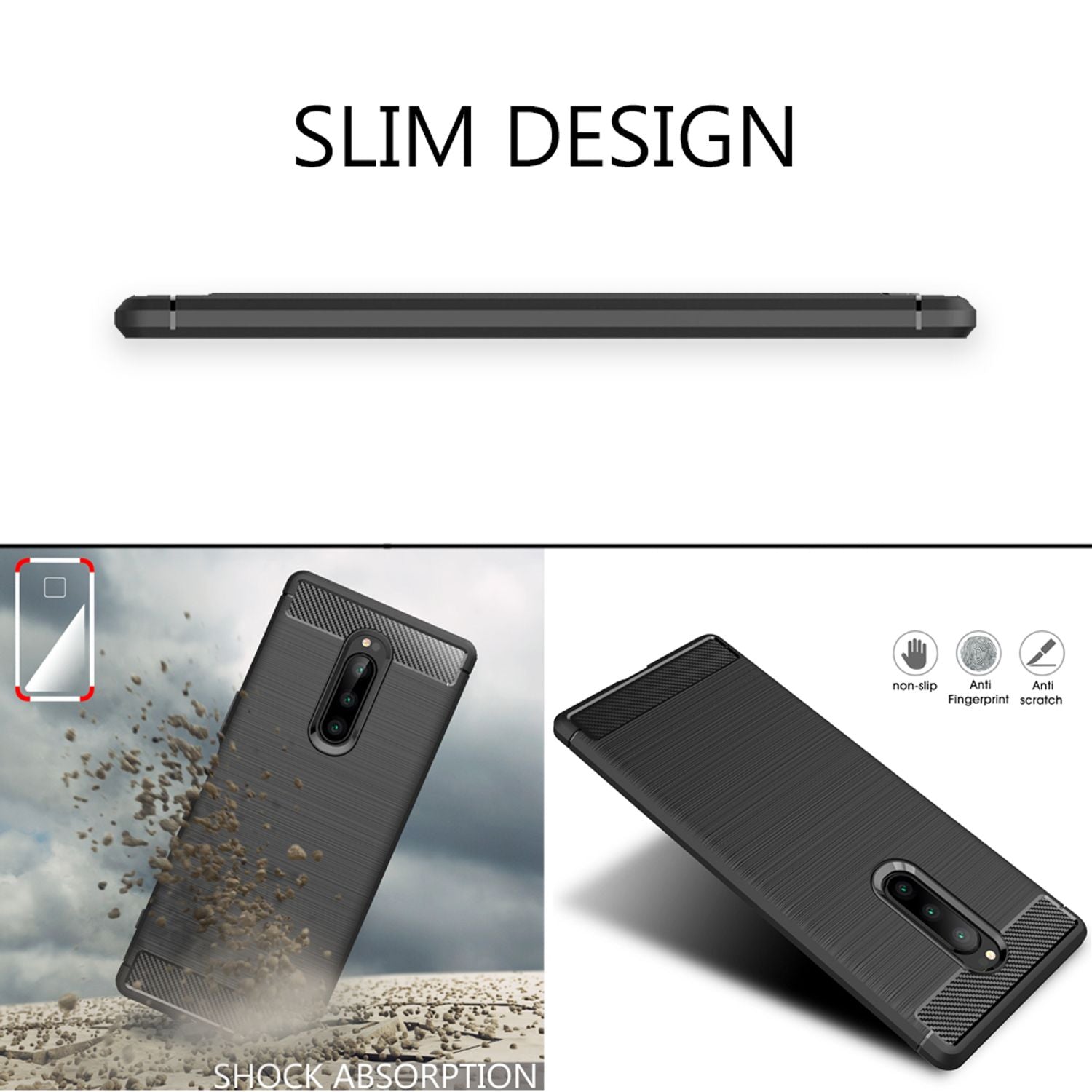 NALIA Handy Hülle für Sony Xperia 1, Carbon Cover Silikon Case Slim Bumper Etui Default Title NALIA Protective Hülle