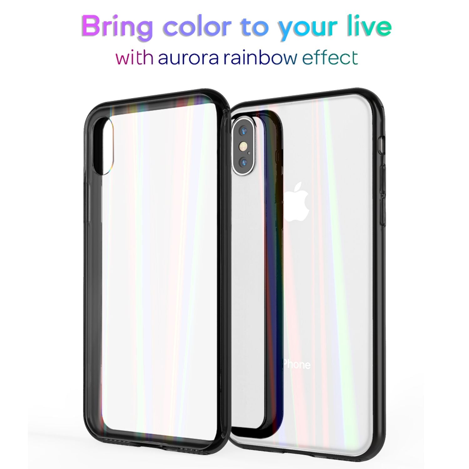 NALIA Hartglas Handyhülle für iPhone X / XS, Schutz Case Cover Tasche Bumper Etui Transparent NALIA