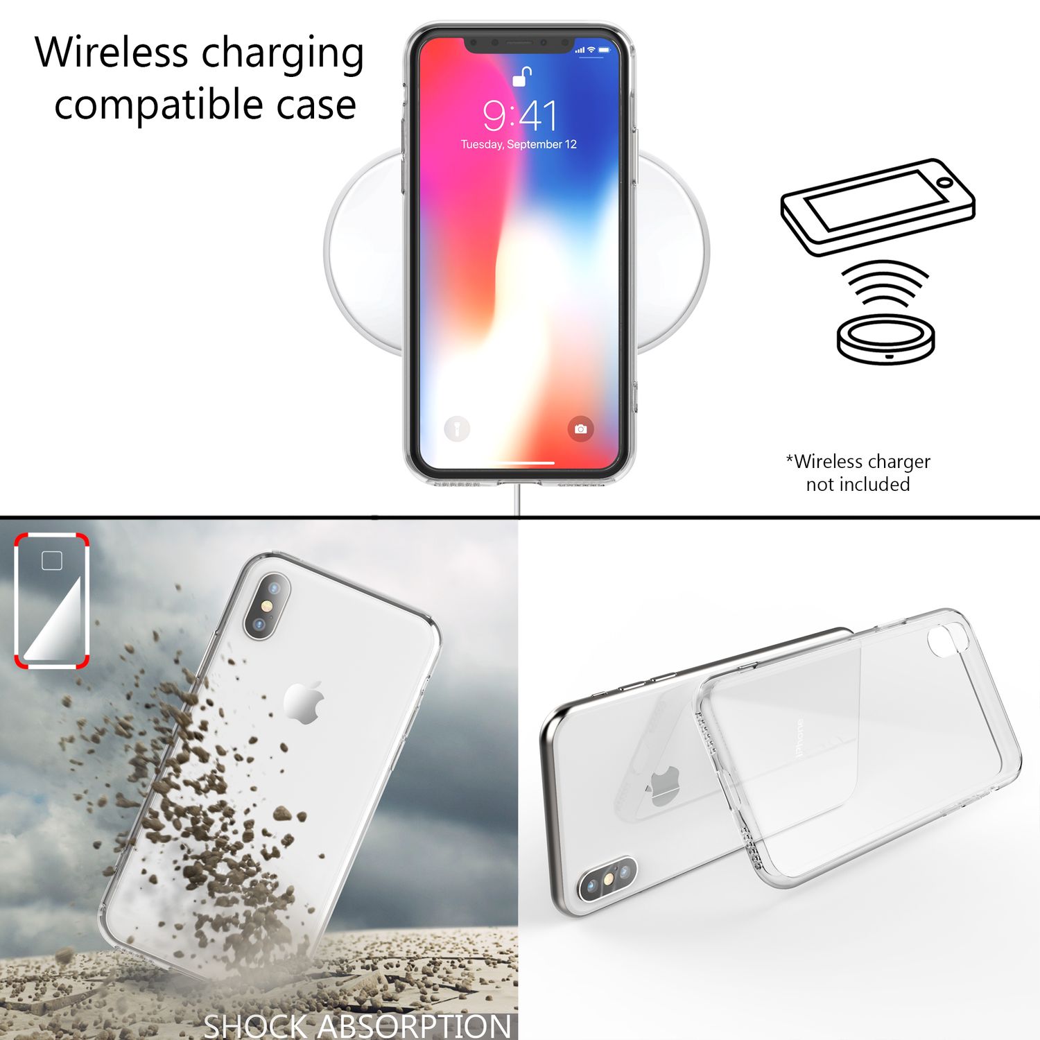 NALIA Hartglas Handy Hülle für iPhone X Xs, Schutz Case Cover Tasche Bumper Etui Default Title NALIA