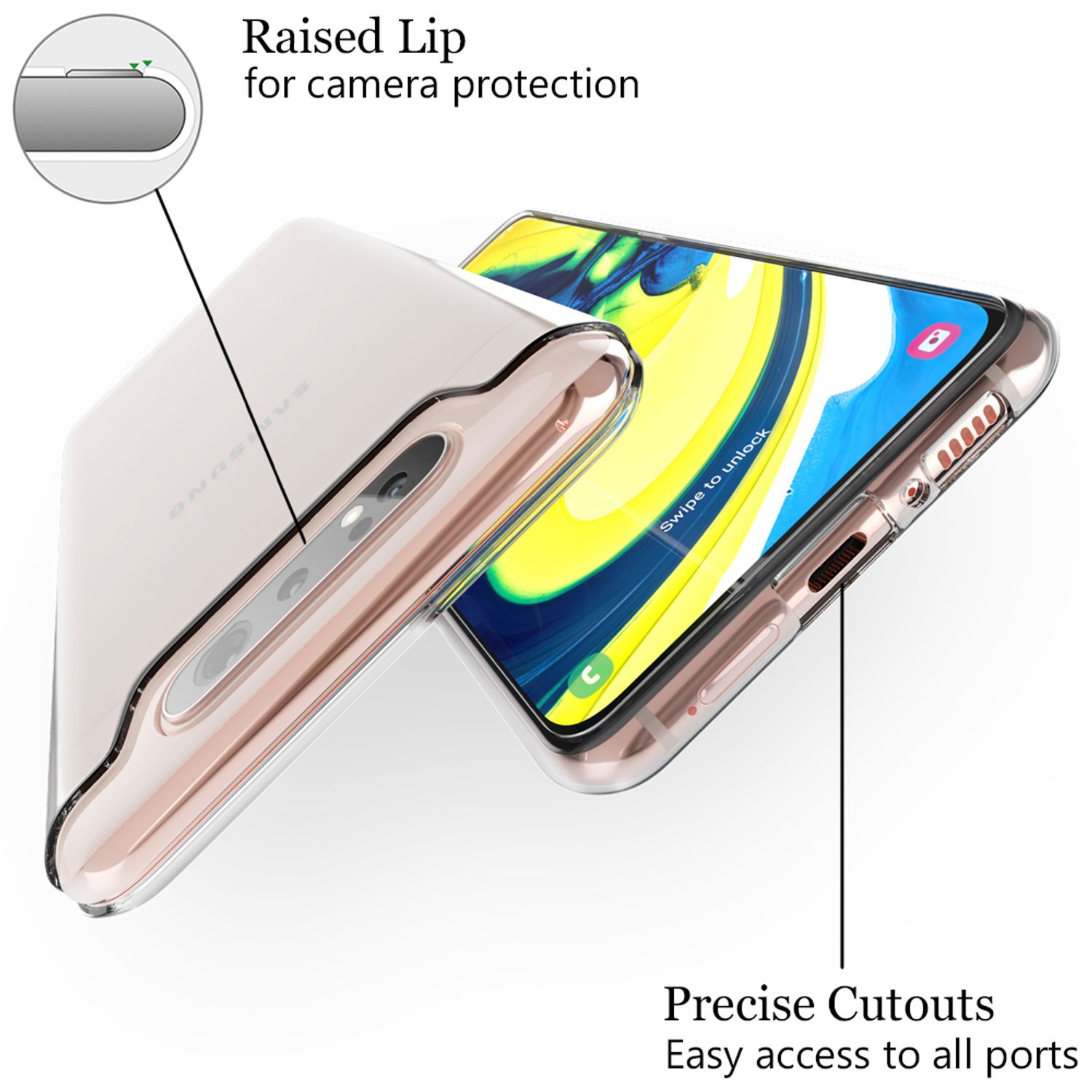 NALIA Handyhülle für Samsung Galaxy A80 Hülle, Dünne Silikon Schutzhülle Case Default Title NALIA Transparente Hülle