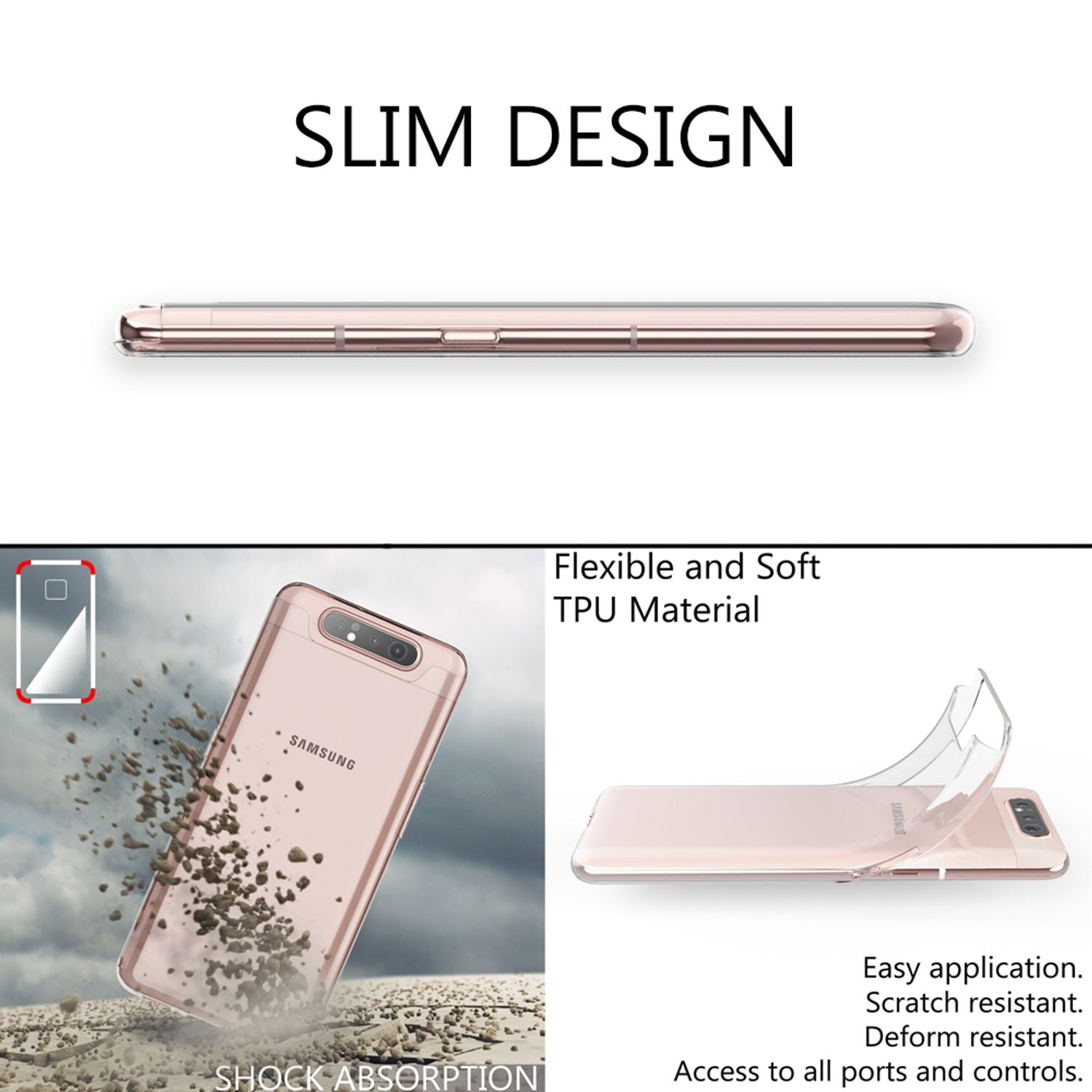 NALIA Handyhülle für Samsung Galaxy A80 Hülle, Dünne Silikon Schutzhülle Case Default Title NALIA Transparente Hülle