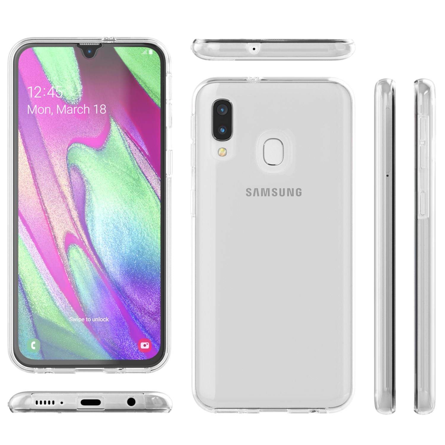 NALIA Handy Hülle für Samsung Galaxy A40, 360 Grad Slim Schutz Case Cover Tasche Default Title NALIA Transparente Hülle