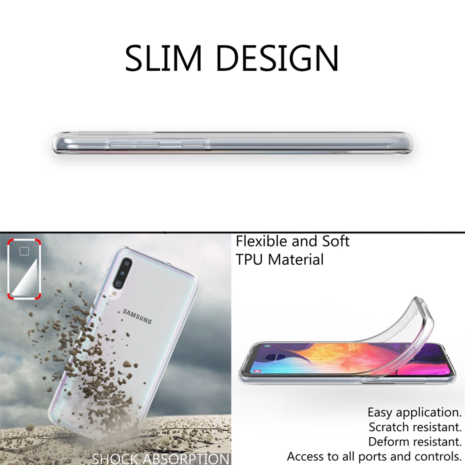NALIA Handy Hülle für Samsung Galaxy A70, 360 Grad Cover Slim Tasche Bumper Etui Default Title NALIA Transparente Hülle