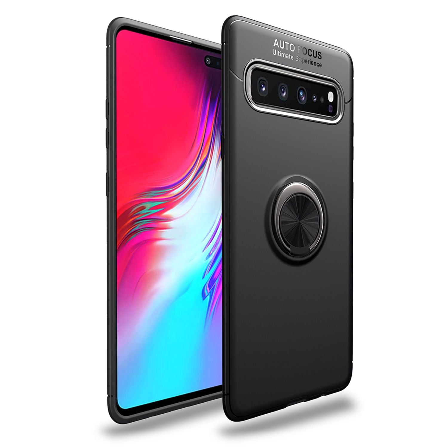 Handy Hülle für Samsung S10 5G, 360 Grad Ring Case Schutz Cover Tasche Schale Schwarz NALIA Protective Hülle