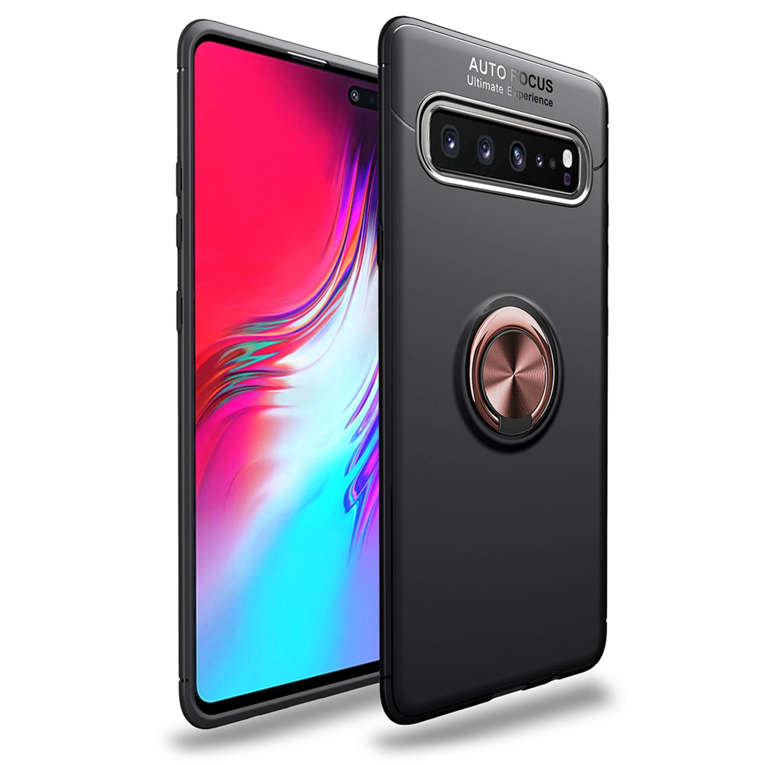 Handy Hülle für Samsung S10 5G, 360 Grad Ring Case Schutz Cover Tasche Schale Schwarz NALIA Protective Hülle