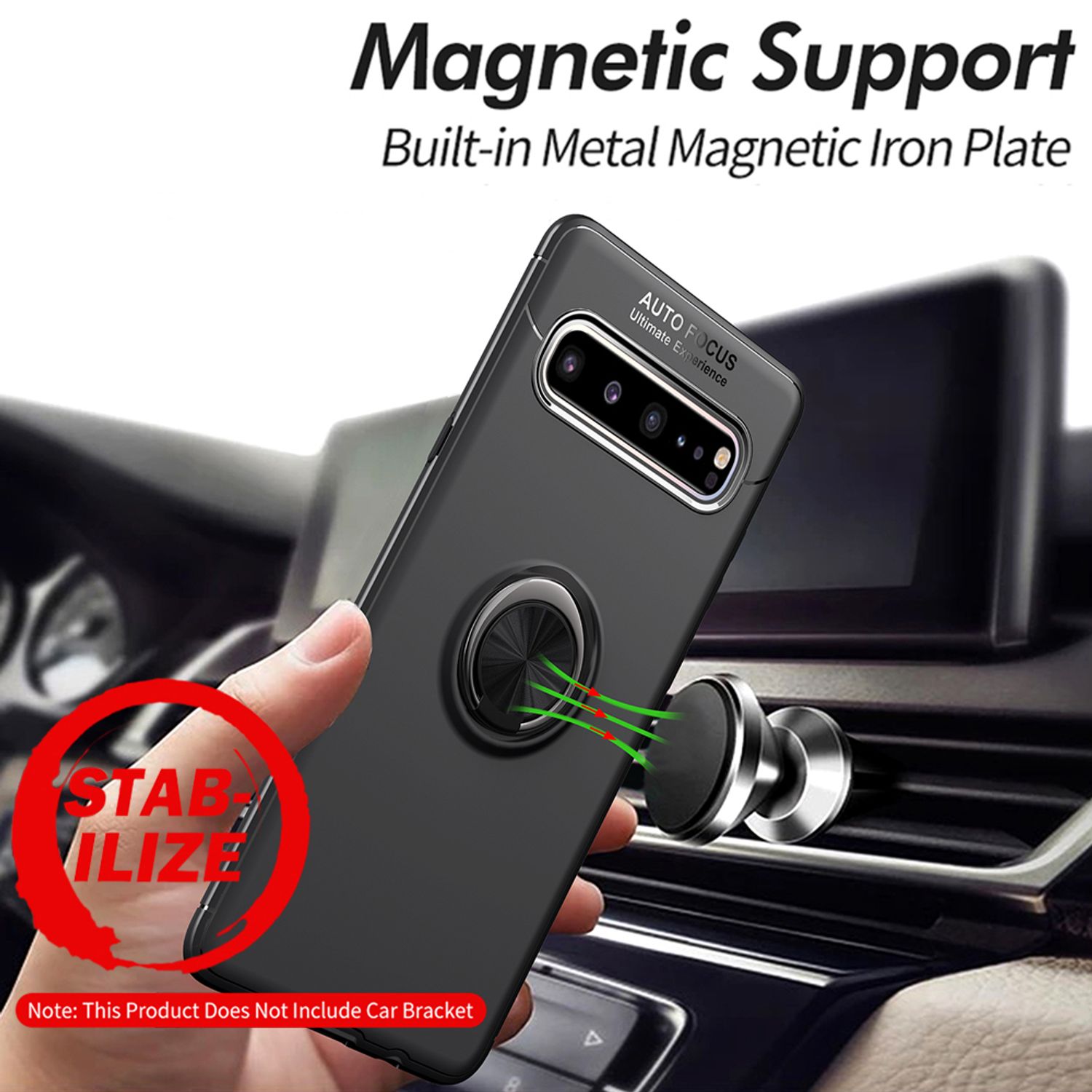 Handy Hülle für Samsung S10 5G, 360 Grad Ring Case Schutz Cover Tasche Schale Schwarz NALIA Protective Hülle