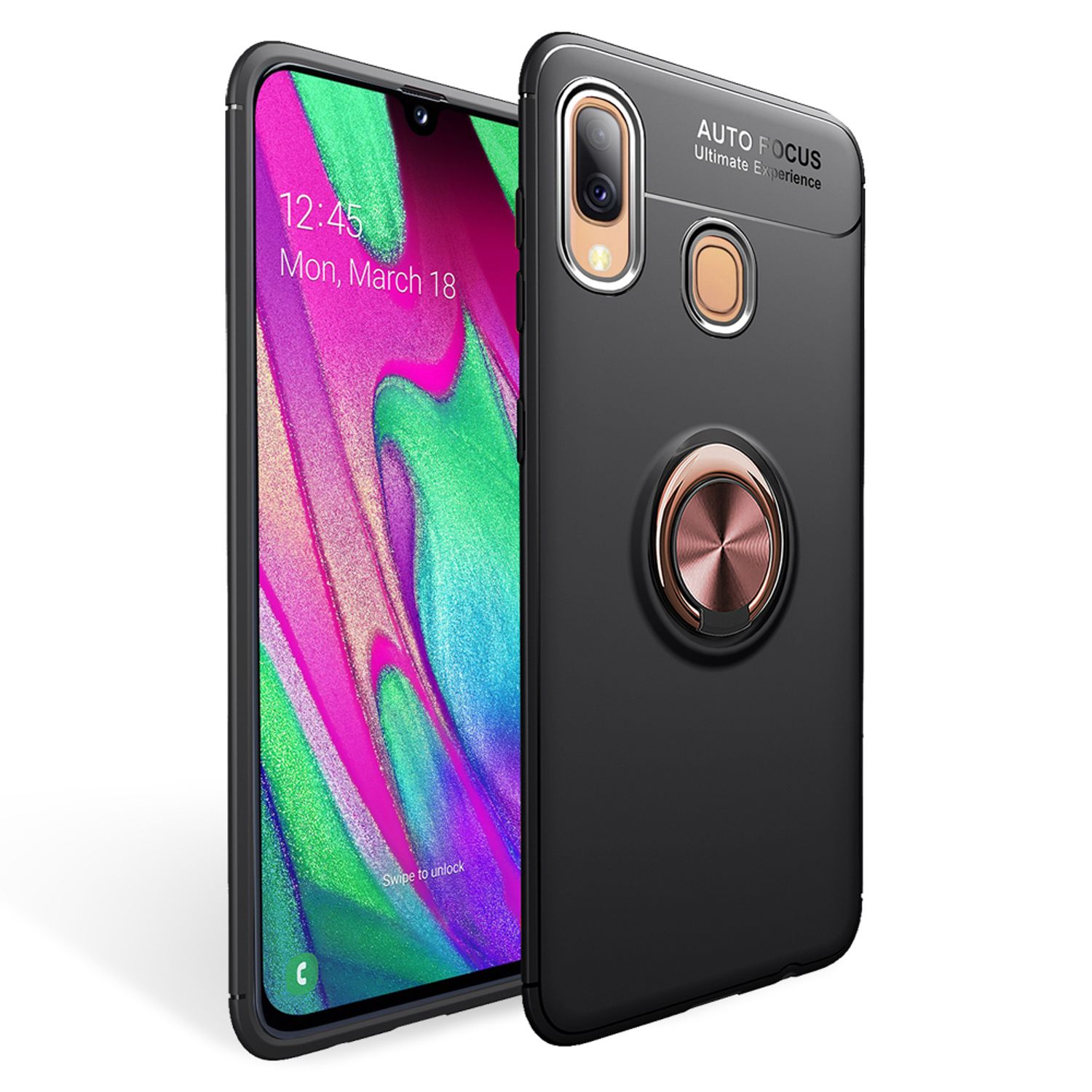 NALIA Handy Hülle für Samsung Galaxy A40, 360° Ring Case Cover Schutz Tasche Rose Gold NALIA Protective Hülle