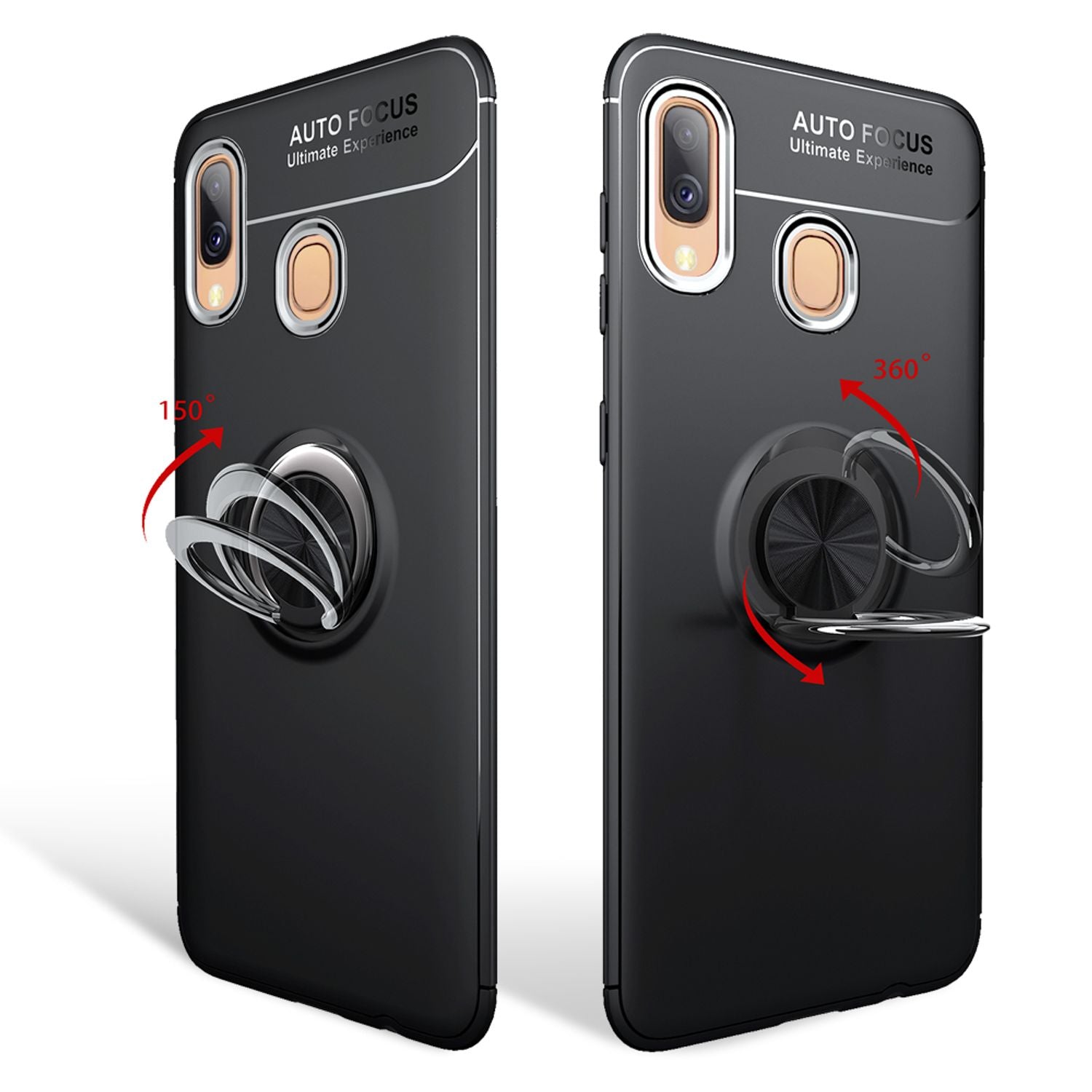 NALIA Handy Hülle für Samsung Galaxy A40, 360° Ring Case Cover Schutz Tasche Schwarz NALIA Protective Hülle
