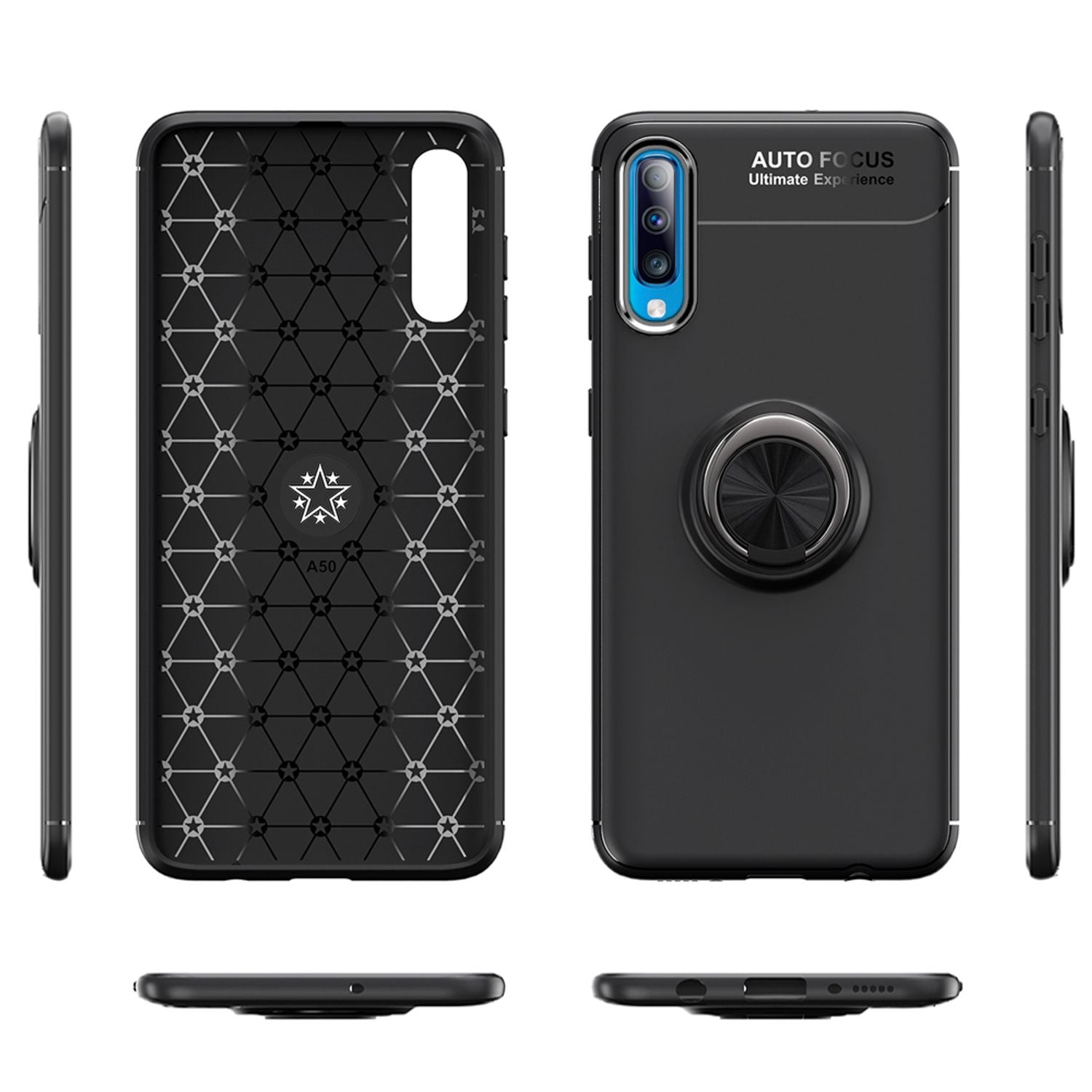 360° Ring Handy Hülle für Samsung Galaxy A50, Case Cover Schutz Tasche Bumper Rose Gold NALIA Protective Hülle