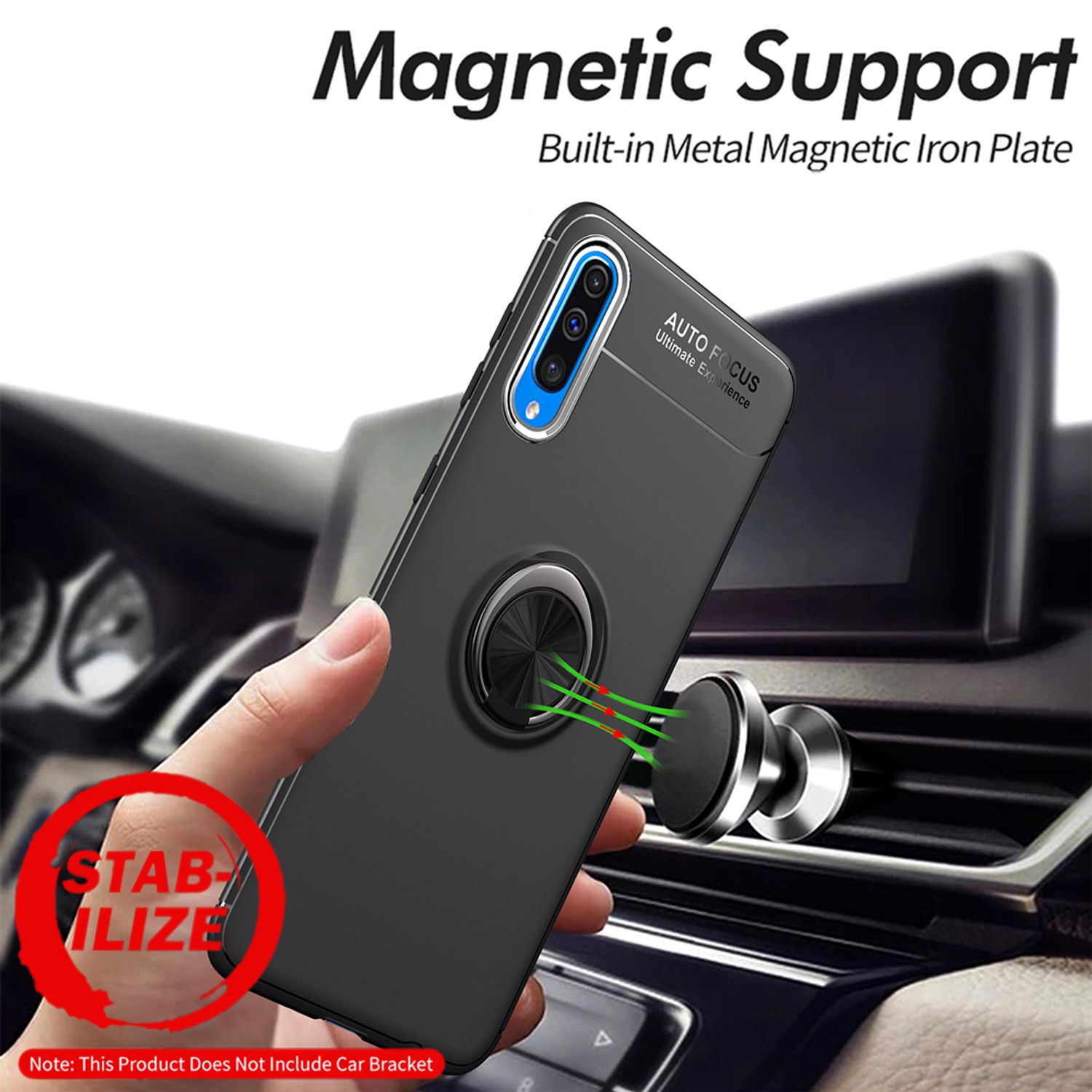 360° Ring Handy Hülle für Samsung Galaxy A50, Case Cover Schutz Tasche Bumper Schwarz NALIA Protective Hülle