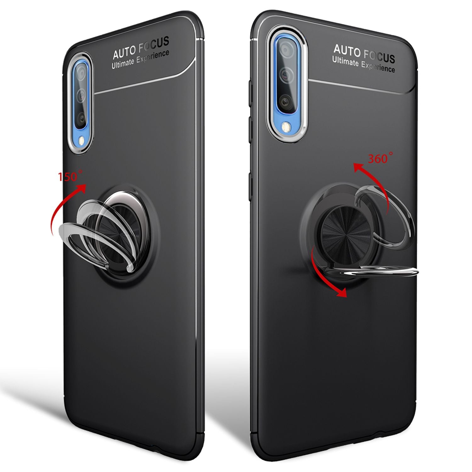 NALIA 360° Ring Handy Hülle für Samsung A70, Case Cover Schutz Tasche Schale TPU Schwarz NALIA Protective Hülle