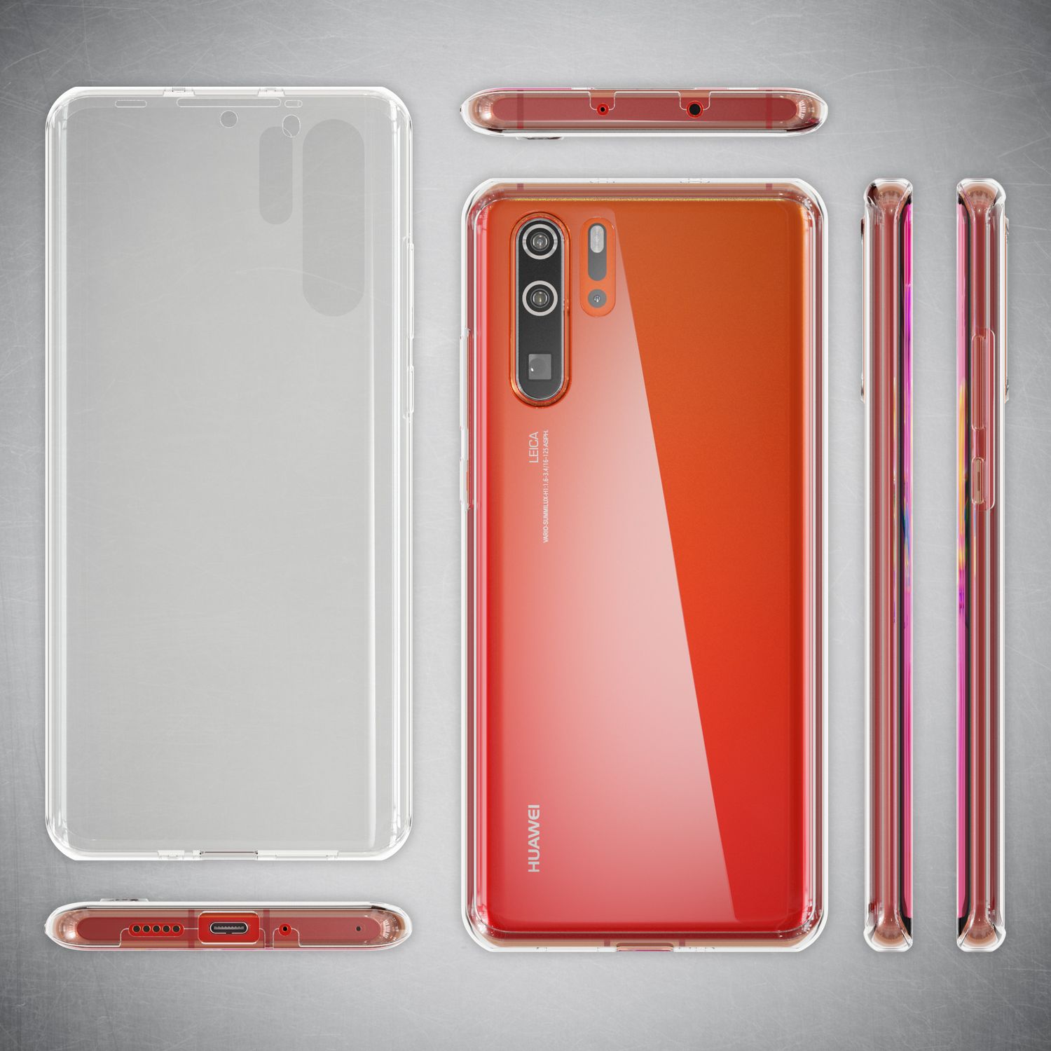 NALIA 360 Grad Handyhülle für Huawei P30 Pro, Full-Body Silikon Rundum Hülle Transparent NALIA