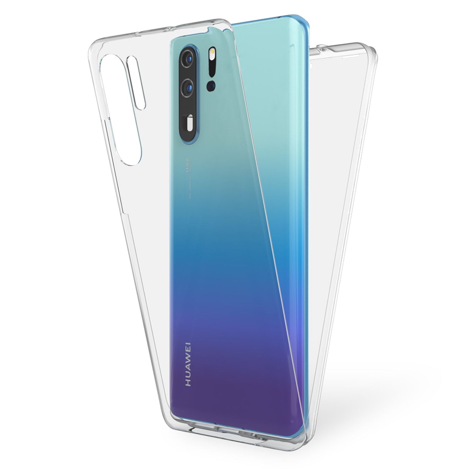 NALIA Handy Hülle für Huawei P30 Pro, 360 Grad Tasche Bumper Etui Displayschutz Transparent NALIA Transparente Hülle