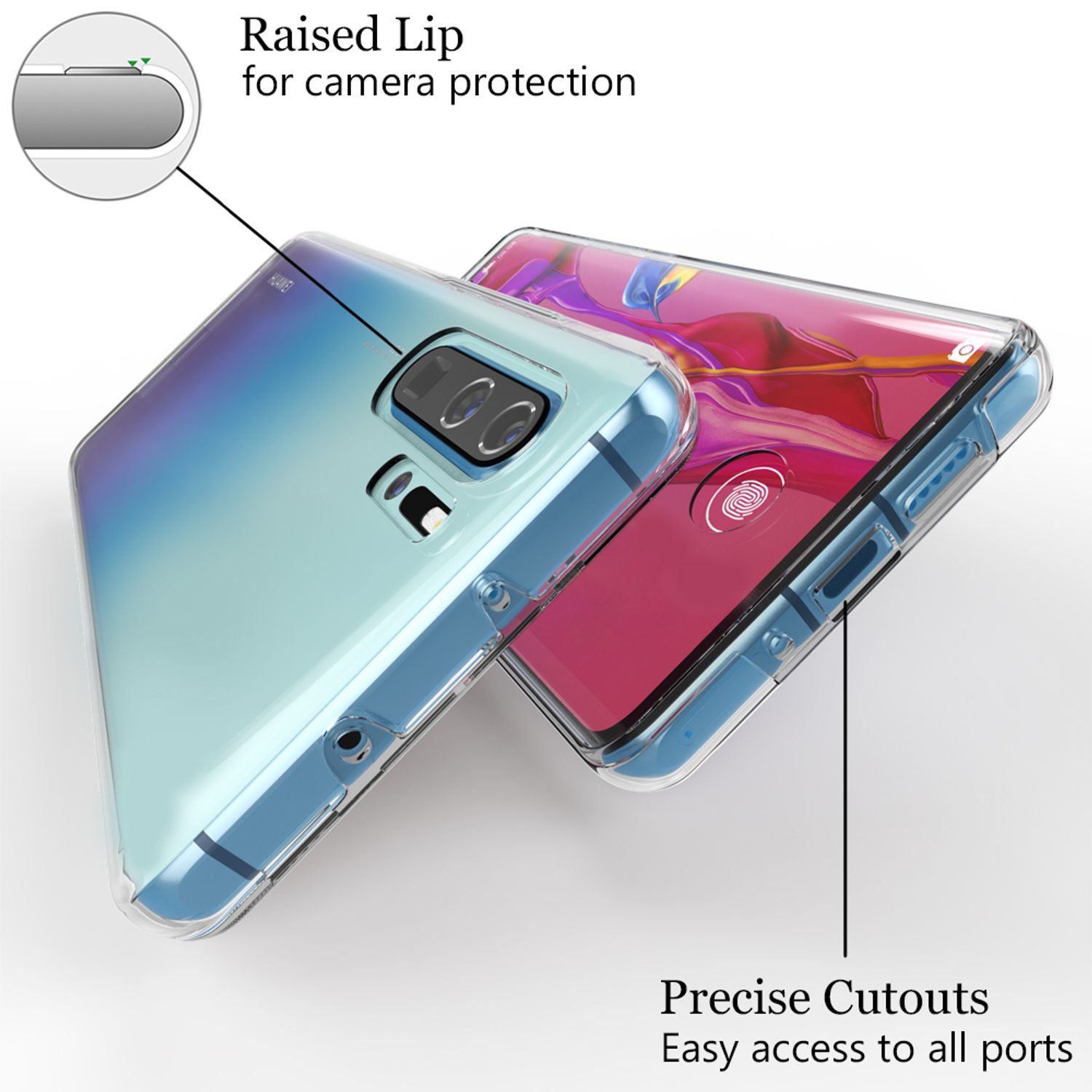 NALIA Handy Hülle für Huawei P30 Pro, 360 Grad Tasche Bumper Etui Displayschutz Transparent NALIA Transparente Hülle