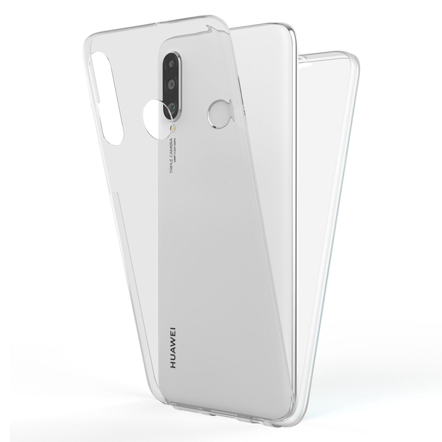 NALIA Handy Hülle für Huawei P30 Lite, 360 Grad Full-Cover Tasche Bumper Etui Transparent NALIA Transparente Hülle