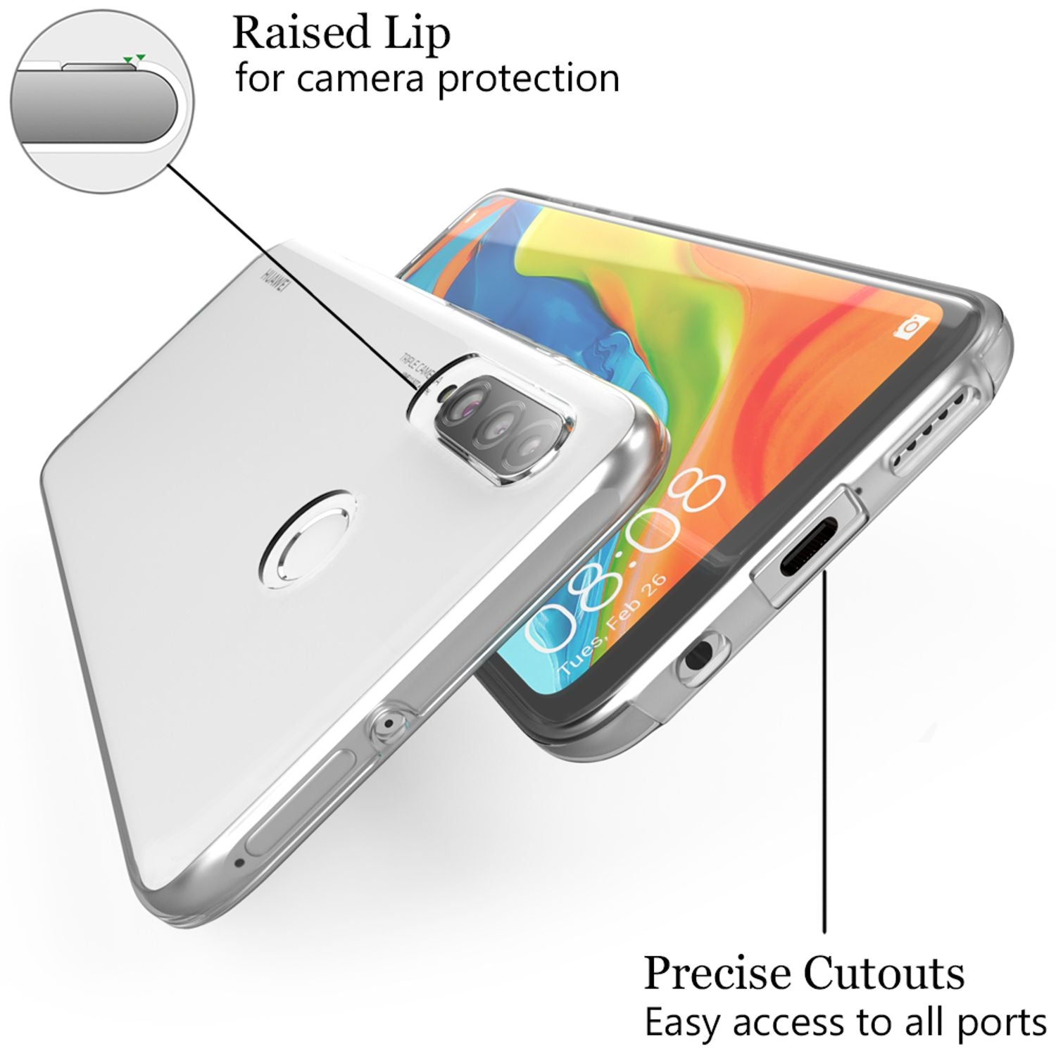 NALIA Handy Hülle für Huawei P30 Lite, 360 Grad Full-Cover Tasche Bumper Etui Transparent NALIA Transparente Hülle