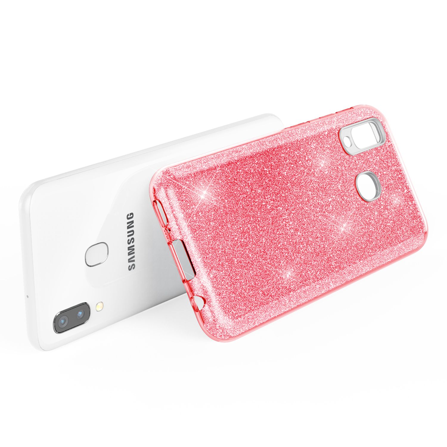 NALIA Glitzer Handyhülle für Samsung Galaxy A40, Diamant Schutzhülle Glitzer Handyhülle Pink NALIA Protective Hülle