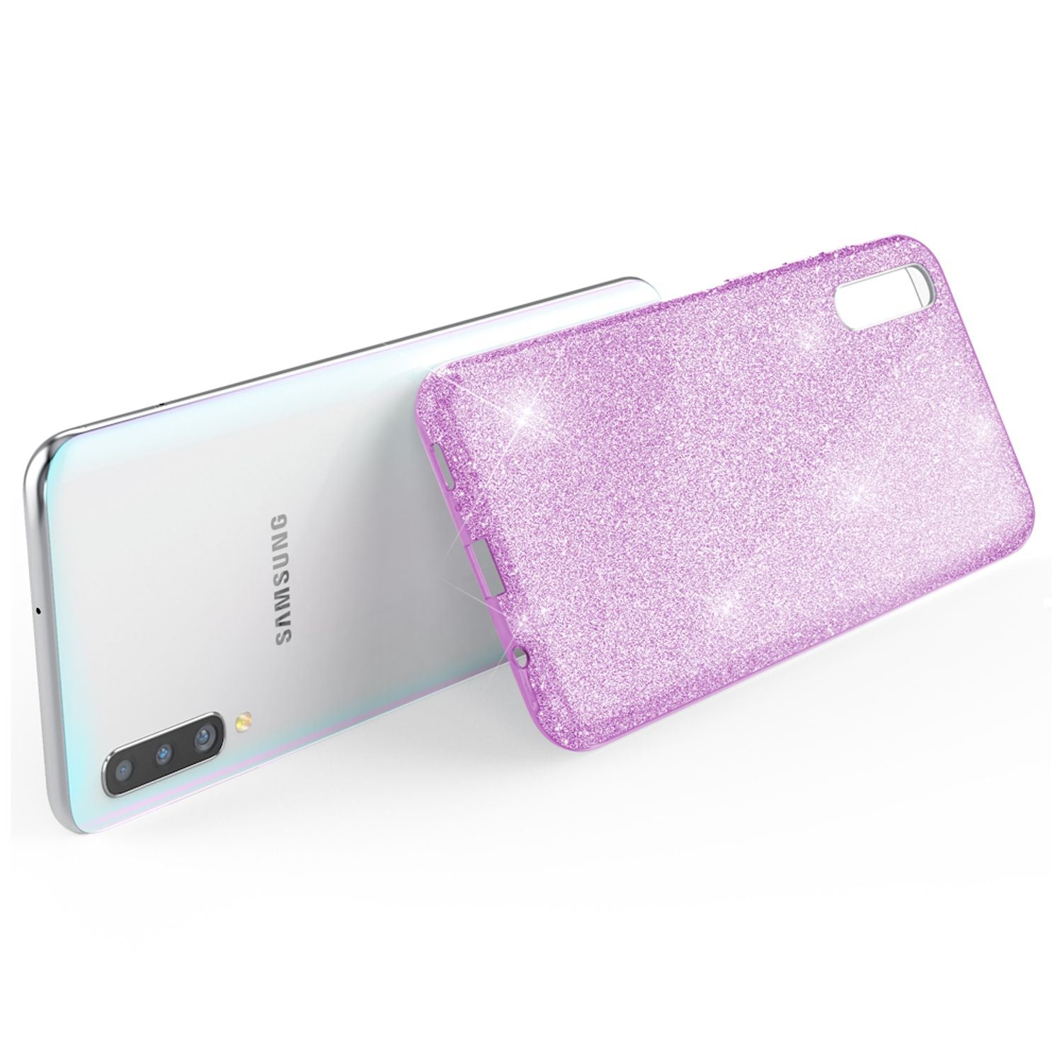 NALIA Glitzer Handyhülle für Samsung Galaxy A50, Diamant Schutzhülle Glitzer Handyhülle Lila NALIA Protective Hülle