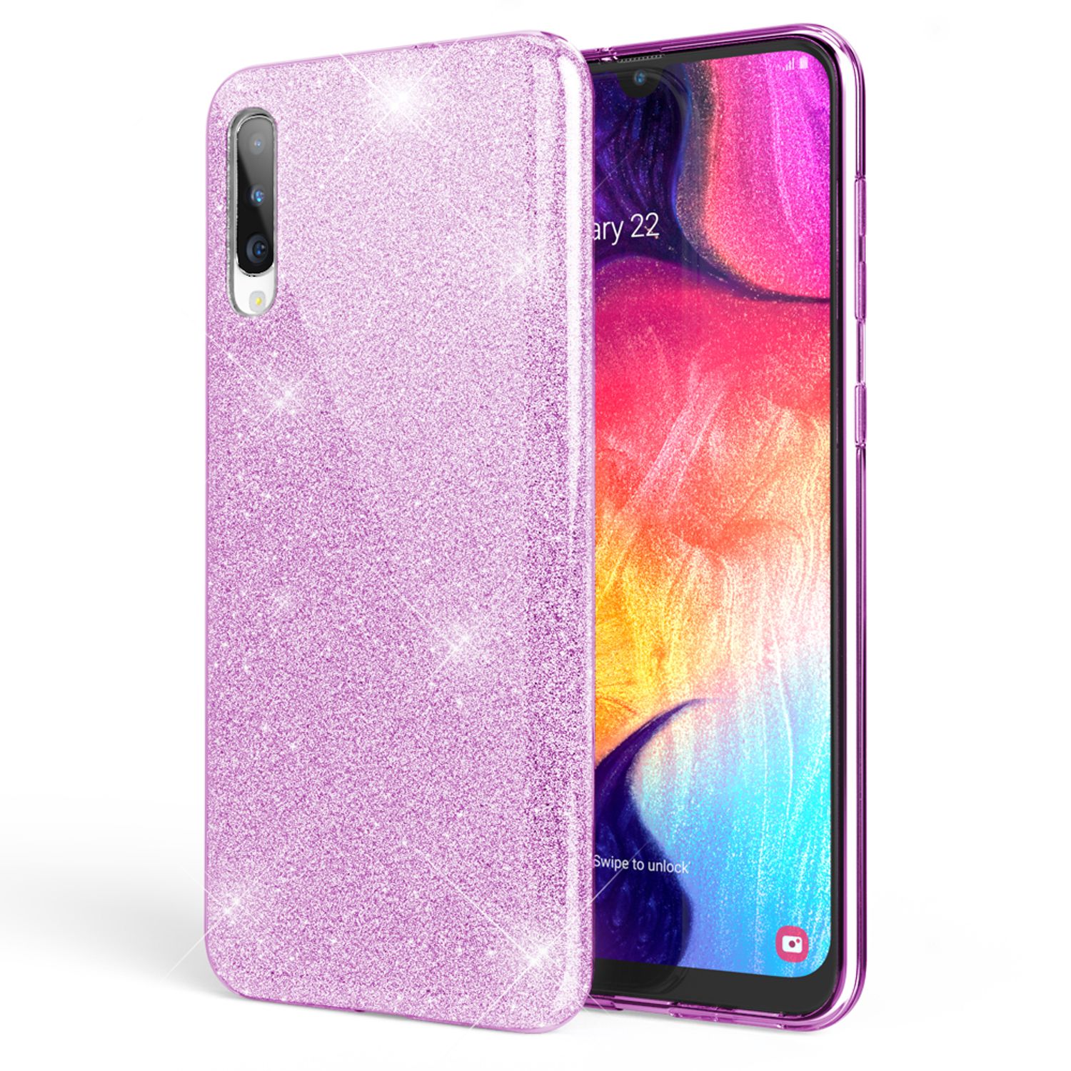 NALIA Glitzer Handyhülle für Samsung Galaxy A70, Diamant Schutzhülle Glitzer Handyhülle Lila NALIA Protective Hülle