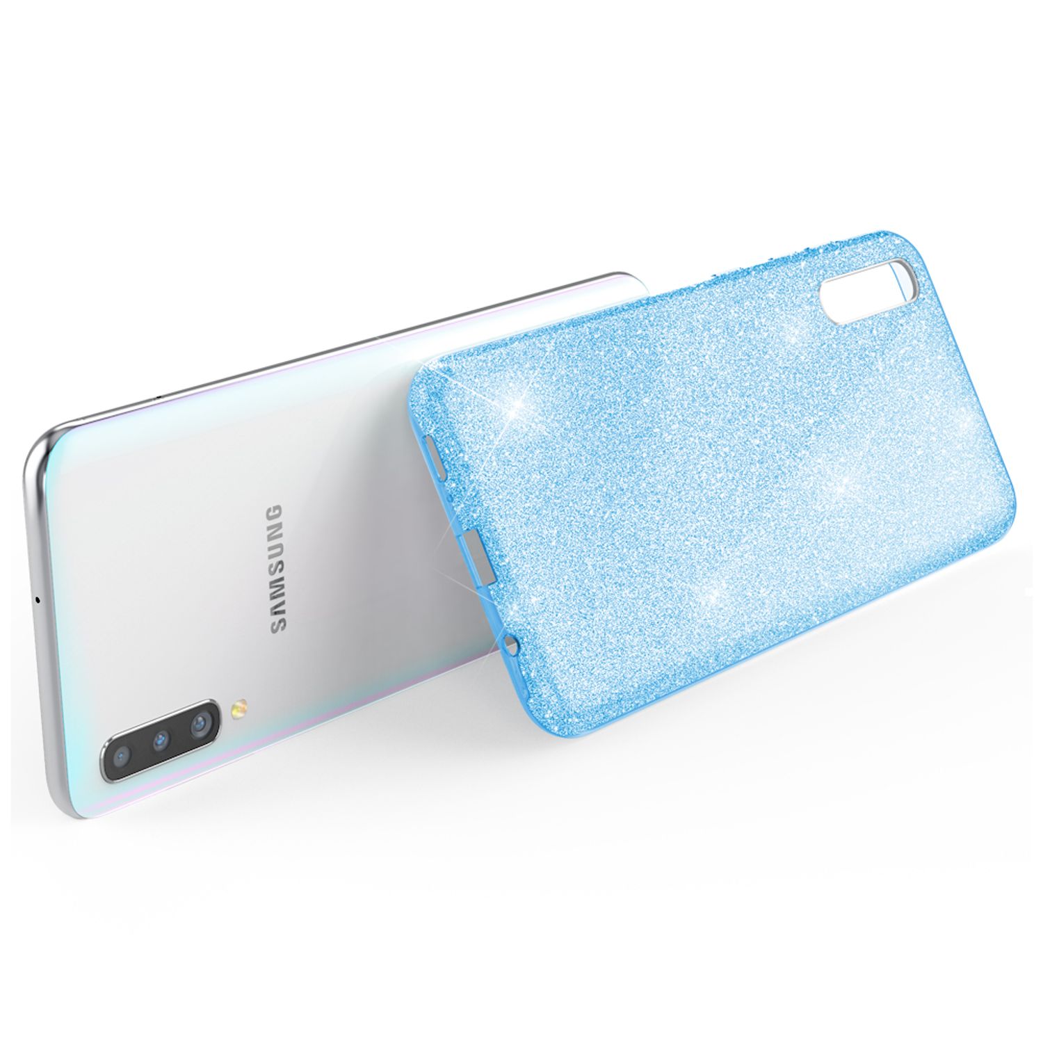 NALIA Glitzer Handyhülle für Samsung Galaxy A70, Diamant Schutzhülle Glitzer Handyhülle Türkis NALIA Protective Hülle