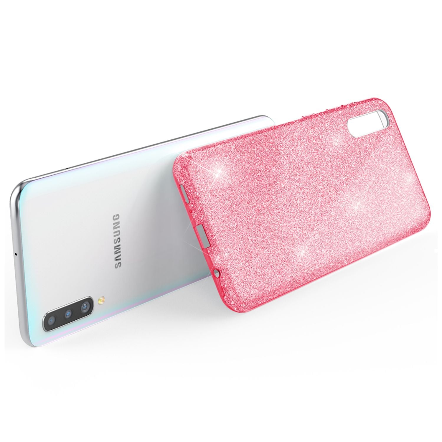NALIA Glitzer Handyhülle für Samsung Galaxy A70, Diamant Schutzhülle Glitzer Handyhülle Pink NALIA Protective Hülle