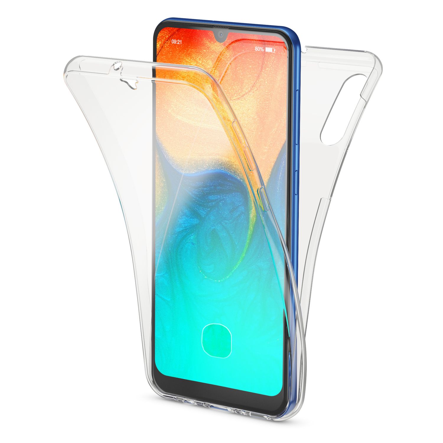 NALIA 360 Grad Handyhülle für Samsung Galaxy A50, Dünne Full-Body Silikon Hülle Transparent NALIA