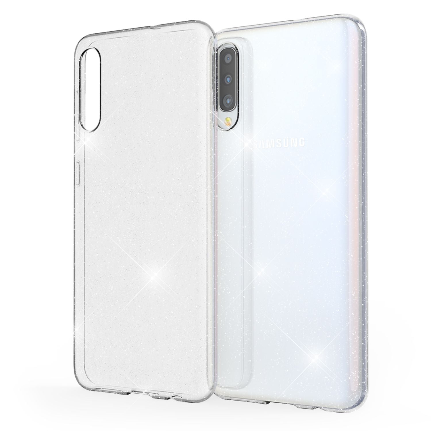 NALIA Glitzer Handy Hülle für Samsung Galaxy A70, Schutz Case Cover Tasche Etui Default Title NALIA Transparente Hülle