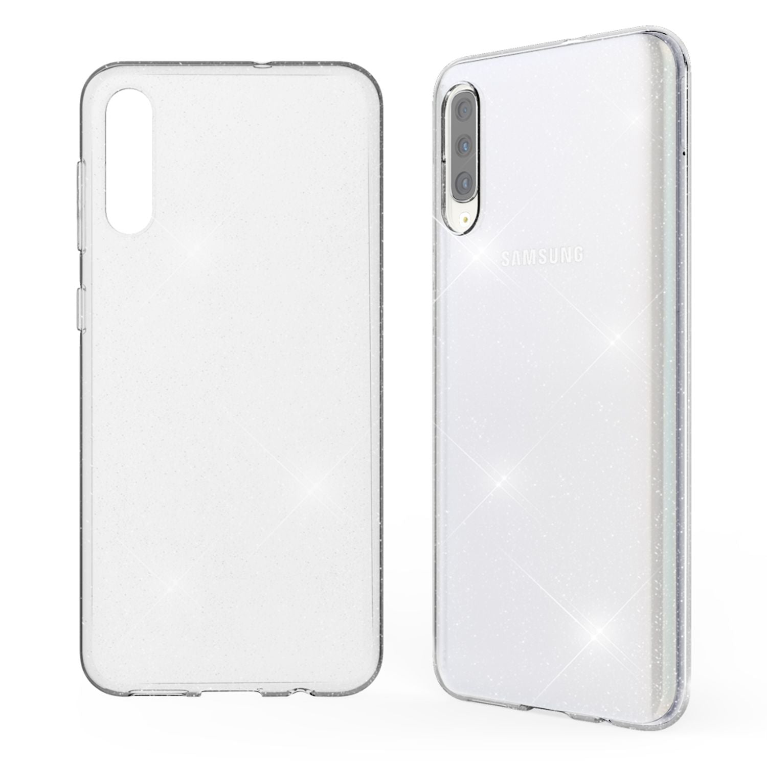 NALIA Glitzer Handy Hülle für Samsung Galaxy A70, Schutz Case Cover Tasche Etui Default Title NALIA Transparente Hülle