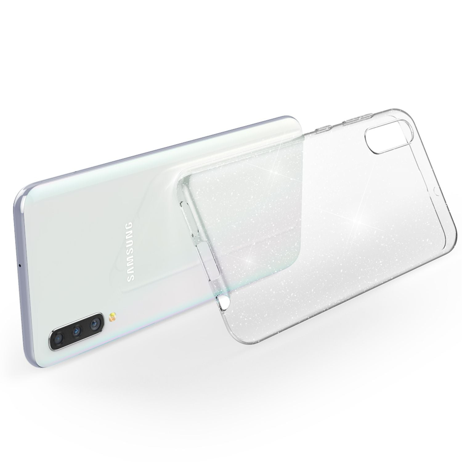 NALIA Glitzer Handy Hülle für Samsung Galaxy A50, Schutz Case Cover Tasche Etui Default Title NALIA Transparente Hülle