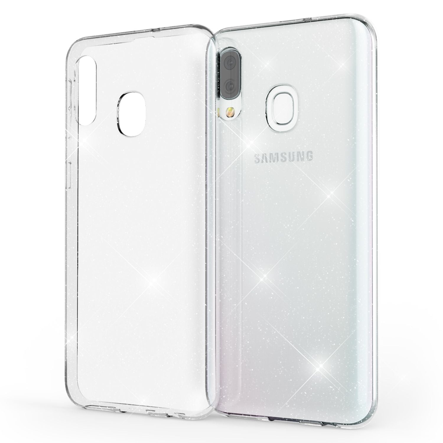 NALIA Glitzer Handy Hülle für Samsung Galaxy A40, Schutz Case Cover Tasche Etui Default Title NALIA Transparente Hülle