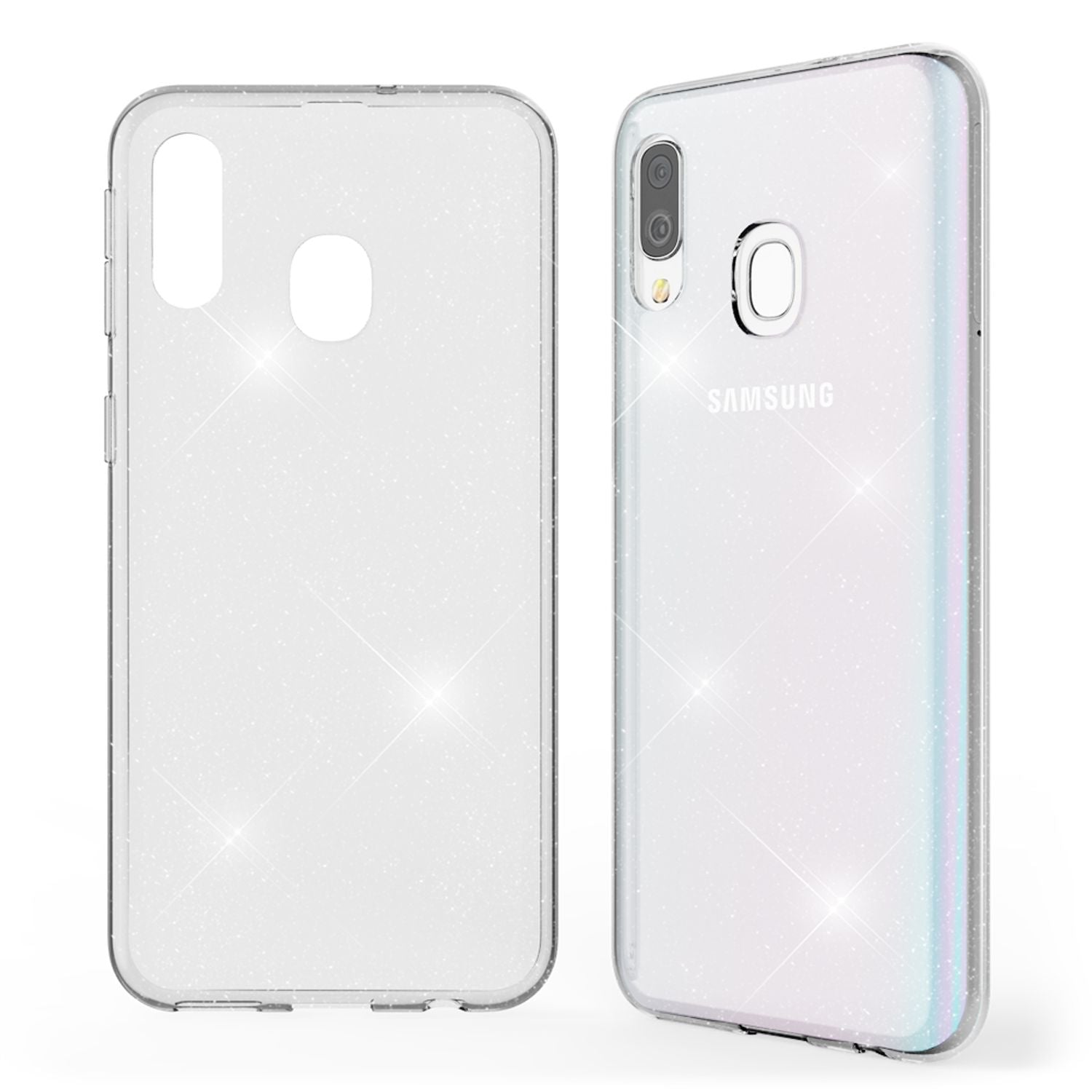 NALIA Glitzer Handy Hülle für Samsung Galaxy A40, Schutz Case Cover Tasche Etui Default Title NALIA Transparente Hülle